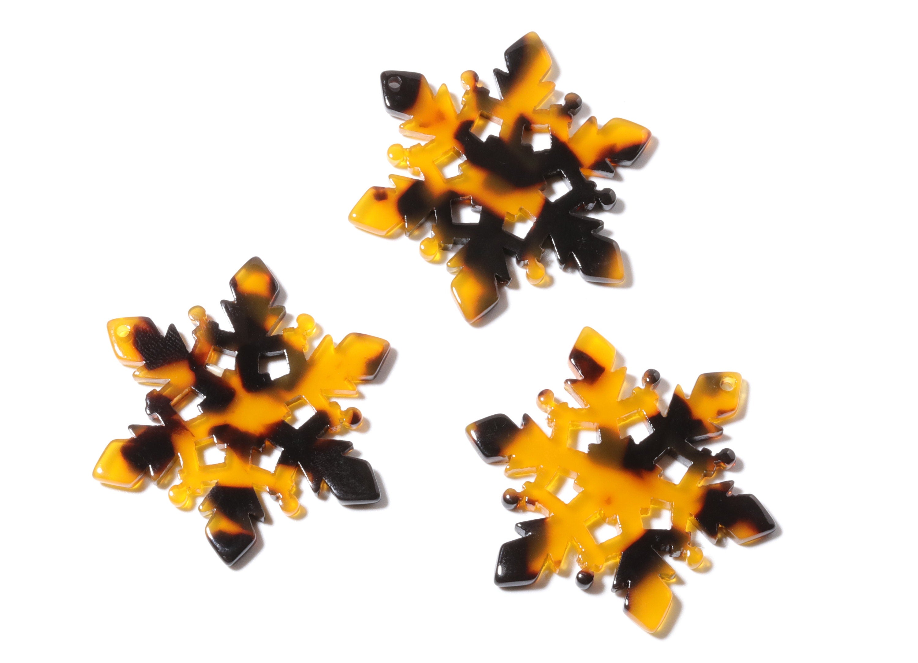 Acetate Acrylic Earring Charm - Tortoise Shell Earring - Snowflake Pendant - Jewelry Supplies - Color Code: A02 - 40.55x35x2.6mm - AC1198A - DOMEDBAZAAR
