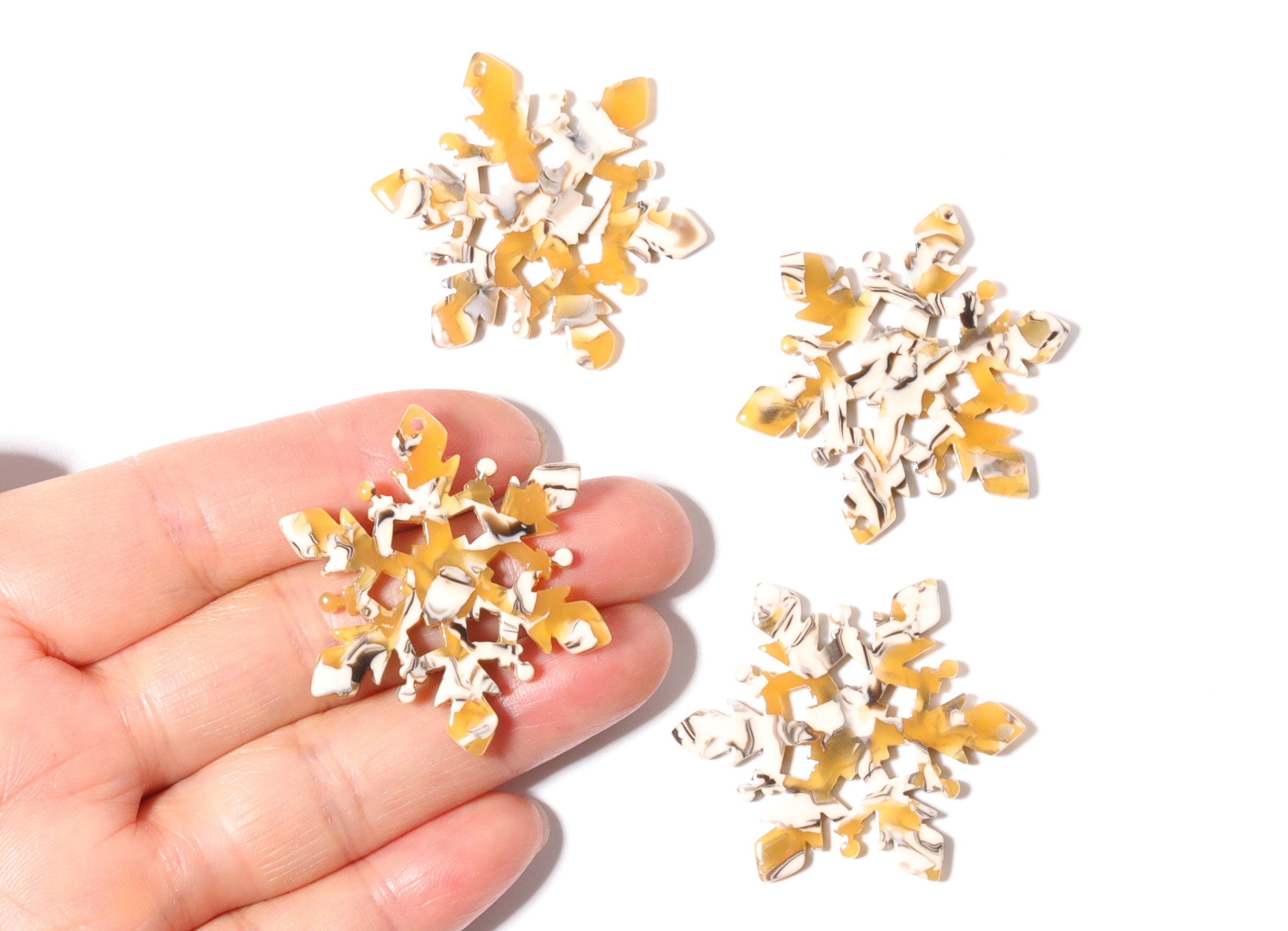 Acetate Snowflake Earring Charm - Acrylic Snowflake Pendant - Earring Findings - Jewelry Supplies - Color Code: A14 - 41x35x2.6mm - AC1198F - DOMEDBAZAAR