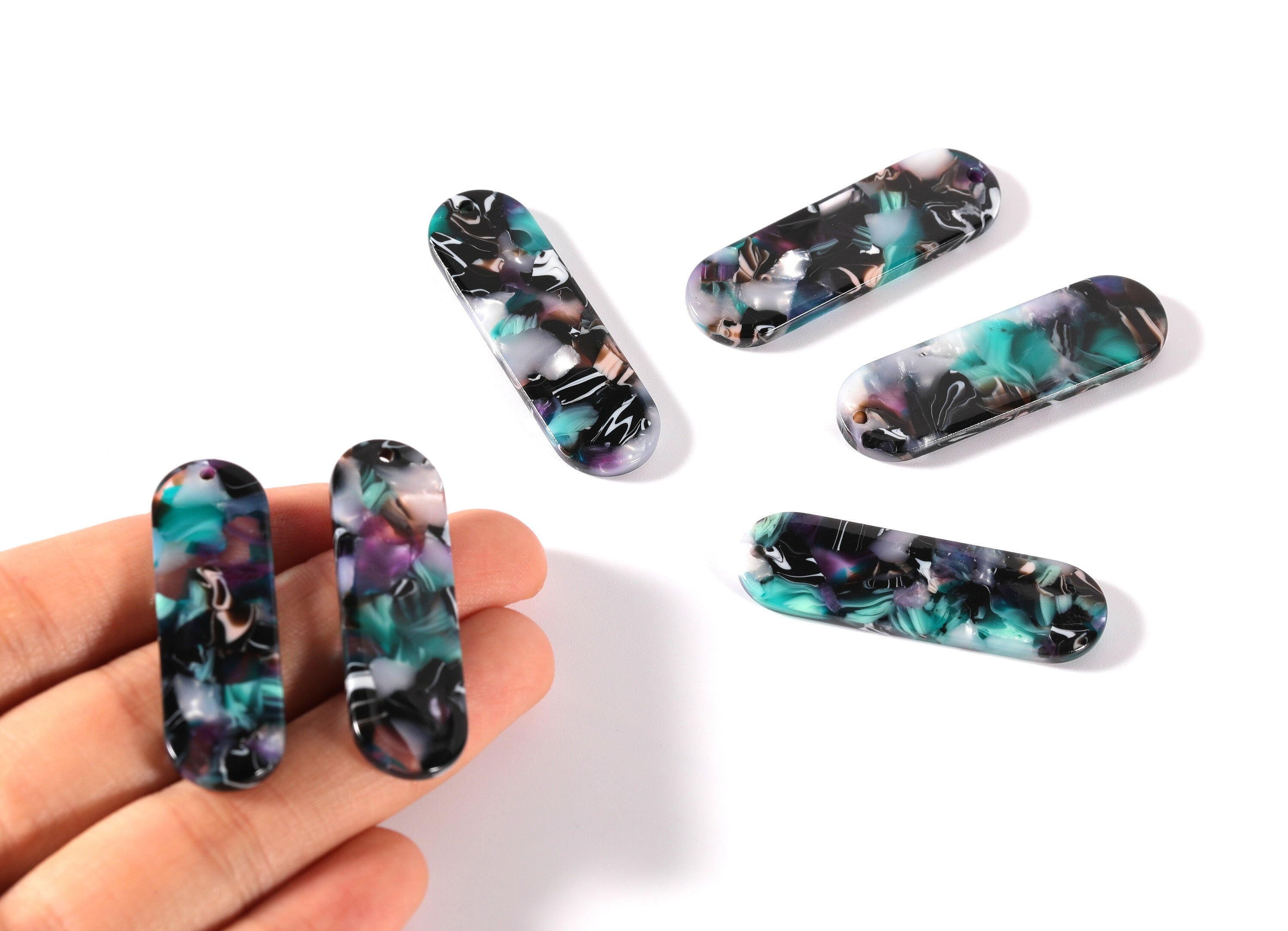 Acetate Oval Charms - Oval Earrings and Pendant - Earring Findings - Jewelry Supplies - Color Code: A54 - 39.7x12.7x2.55mm - AC1075G - DOMEDBAZAAR