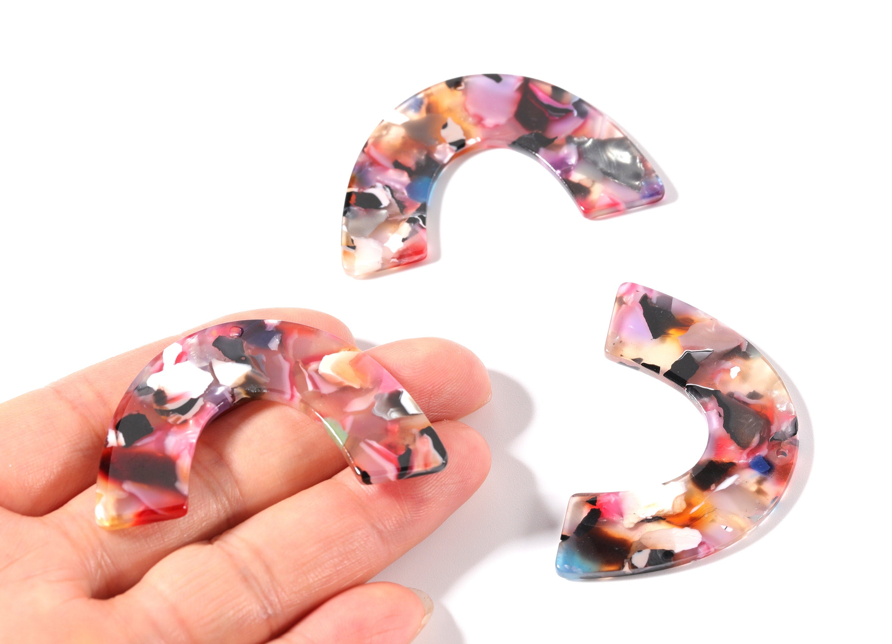 Acetate Large Arch Earring Charms - Acrylic U Pendant- Earring Findings - Jewelry Supplies - Color Code: A61 - 30.5x48.2x2.51mm - AC1095N - DOMEDBAZAAR