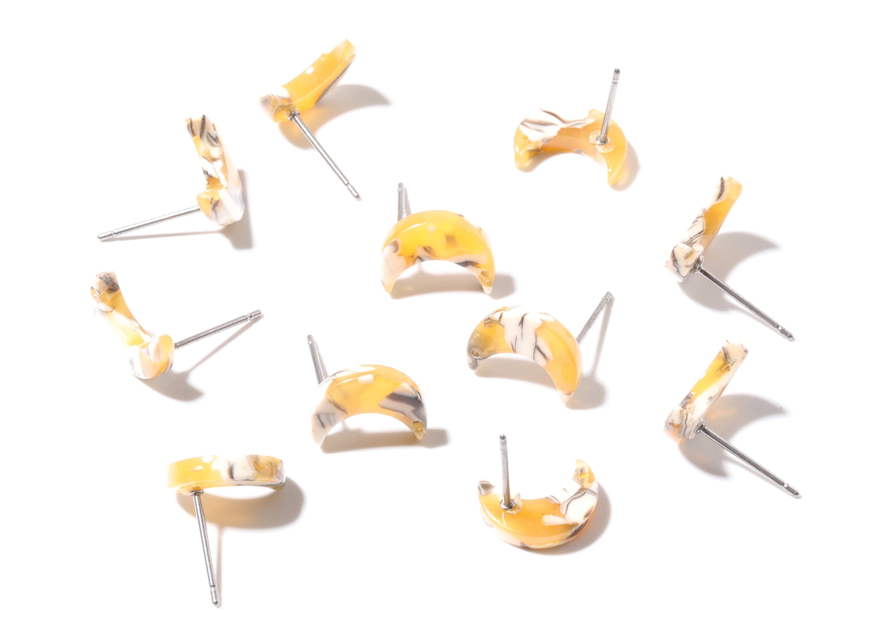 Acetate Moon Earring Stud - Moon Earrings Post - Earrings Post - Jewelry Supplies - Color Code: A14 - 11.7x8.6x2.65mm - AC1137G - DOMEDBAZAAR