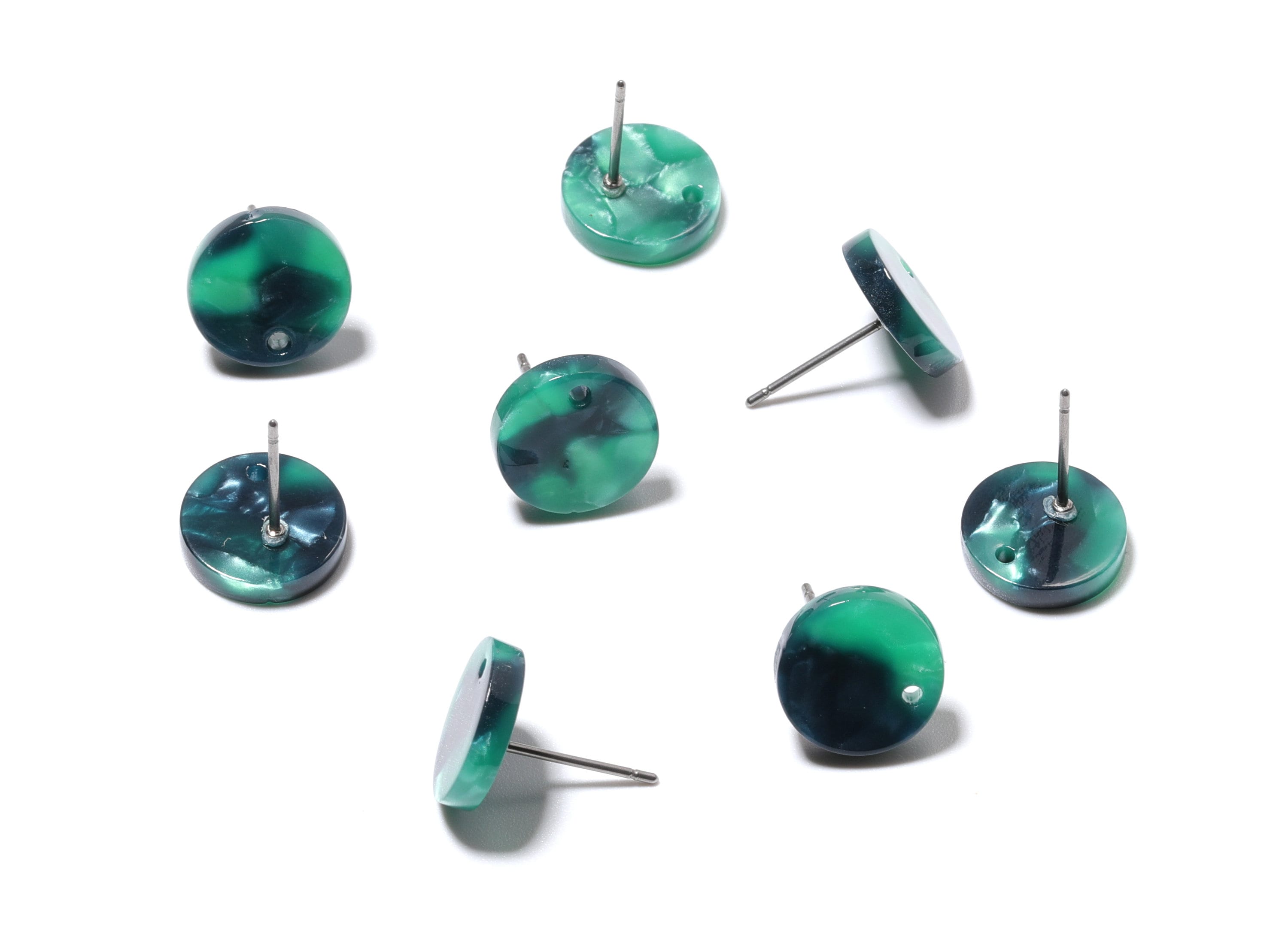 acetate round earring stud - Round Earring Post and Stud - Earring Findings - Color Code: A13 - 11.7x11.7x2.6mm - AC1139A - DOMEDBAZAAR