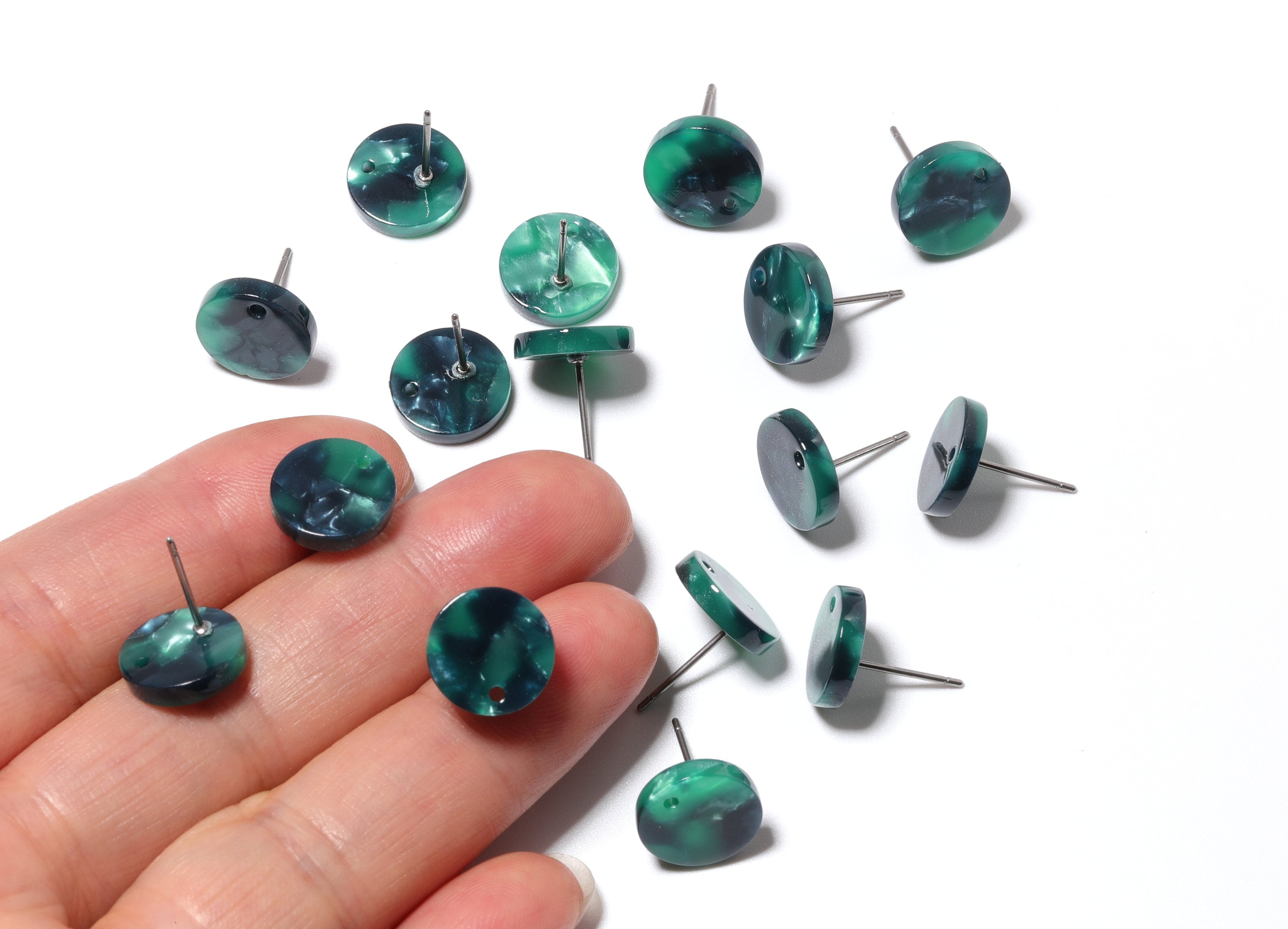 acetate round earring stud - Round Earring Post and Stud - Earring Findings - Color Code: A13 - 11.7x11.7x2.6mm - AC1139A - DOMEDBAZAAR