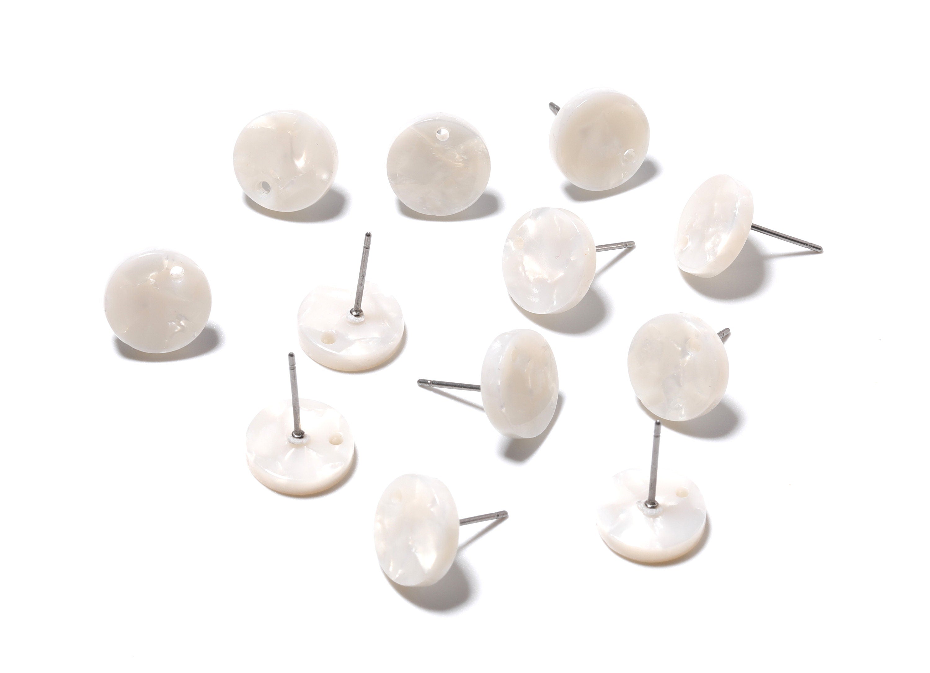 Acetate Round Earring Stud - Round Earring Post and Stud - Earring Findings - Color Code: A12 - 11.7x11.7x2.6mm - AC1139B - DOMEDBAZAAR