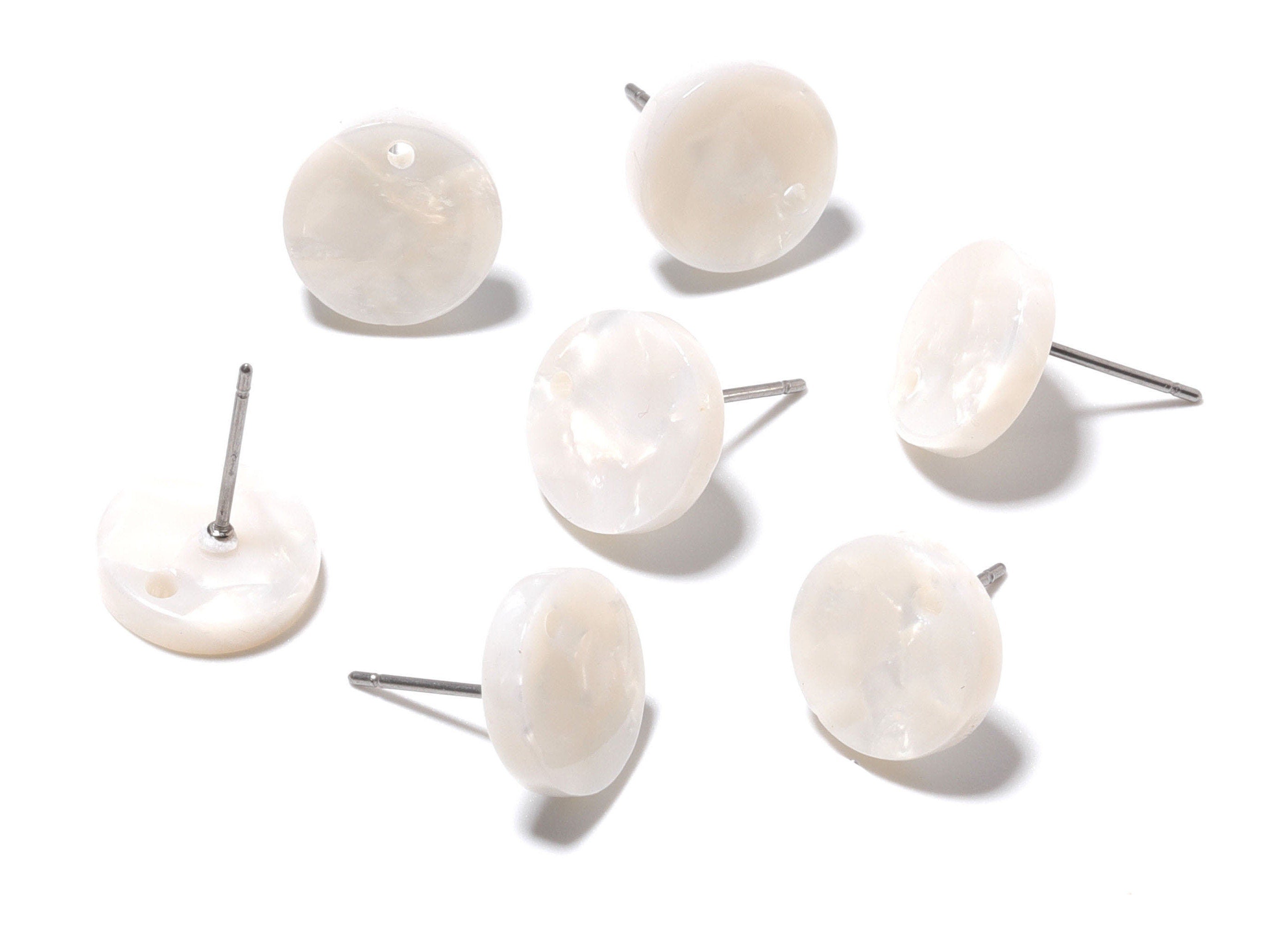 Acetate Round Earring Stud - Round Earring Post and Stud - Earring Findings - Color Code: A12 - 11.7x11.7x2.6mm - AC1139B - DOMEDBAZAAR