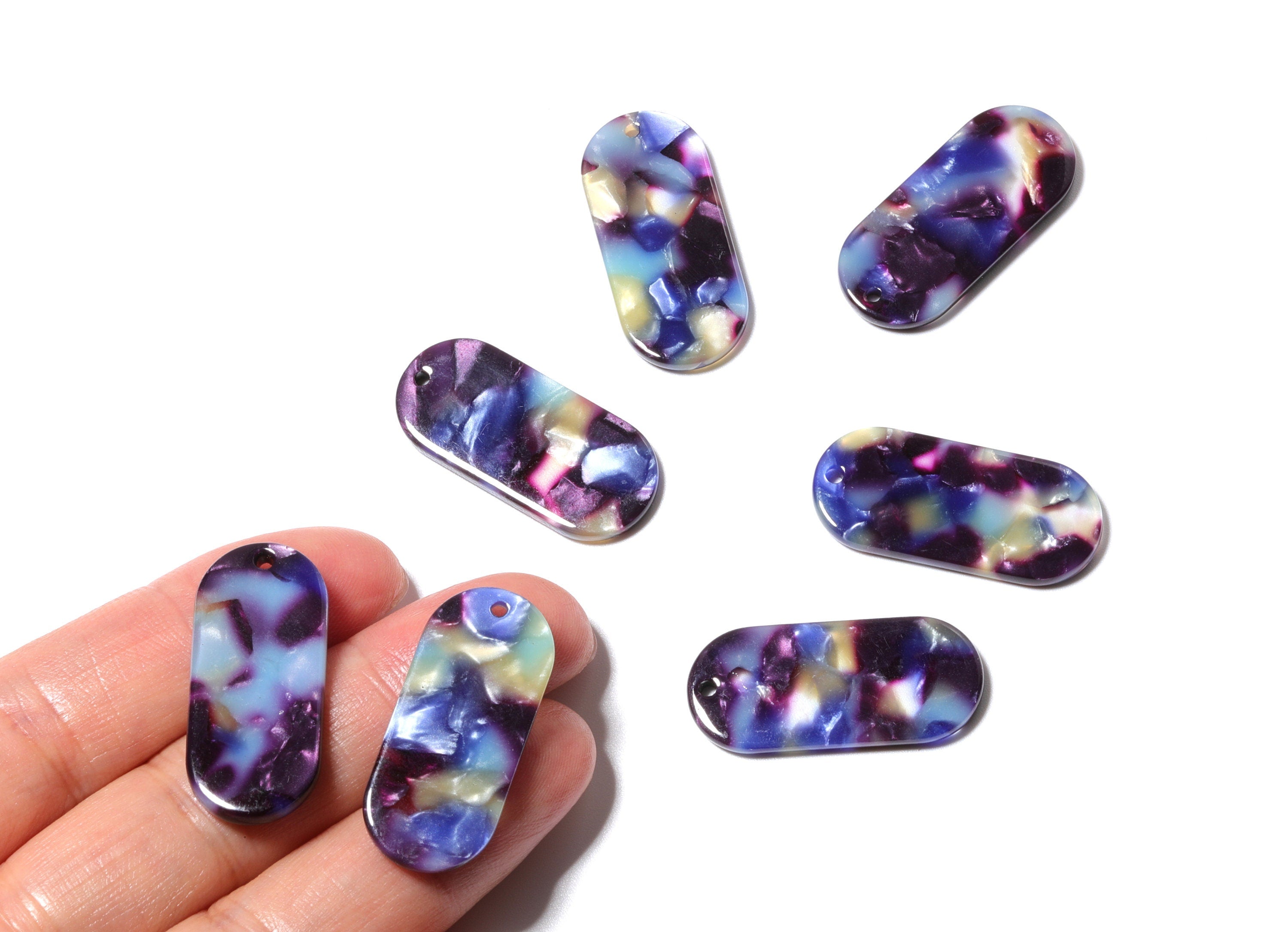 Acetate Oval Earring Charms - Oval Shaped Pendant - Earring Findings - Jewelry Supplies - Color Code: A23 - 30.65x13.76x2.66mm - AC1134B - DOMEDBAZAAR