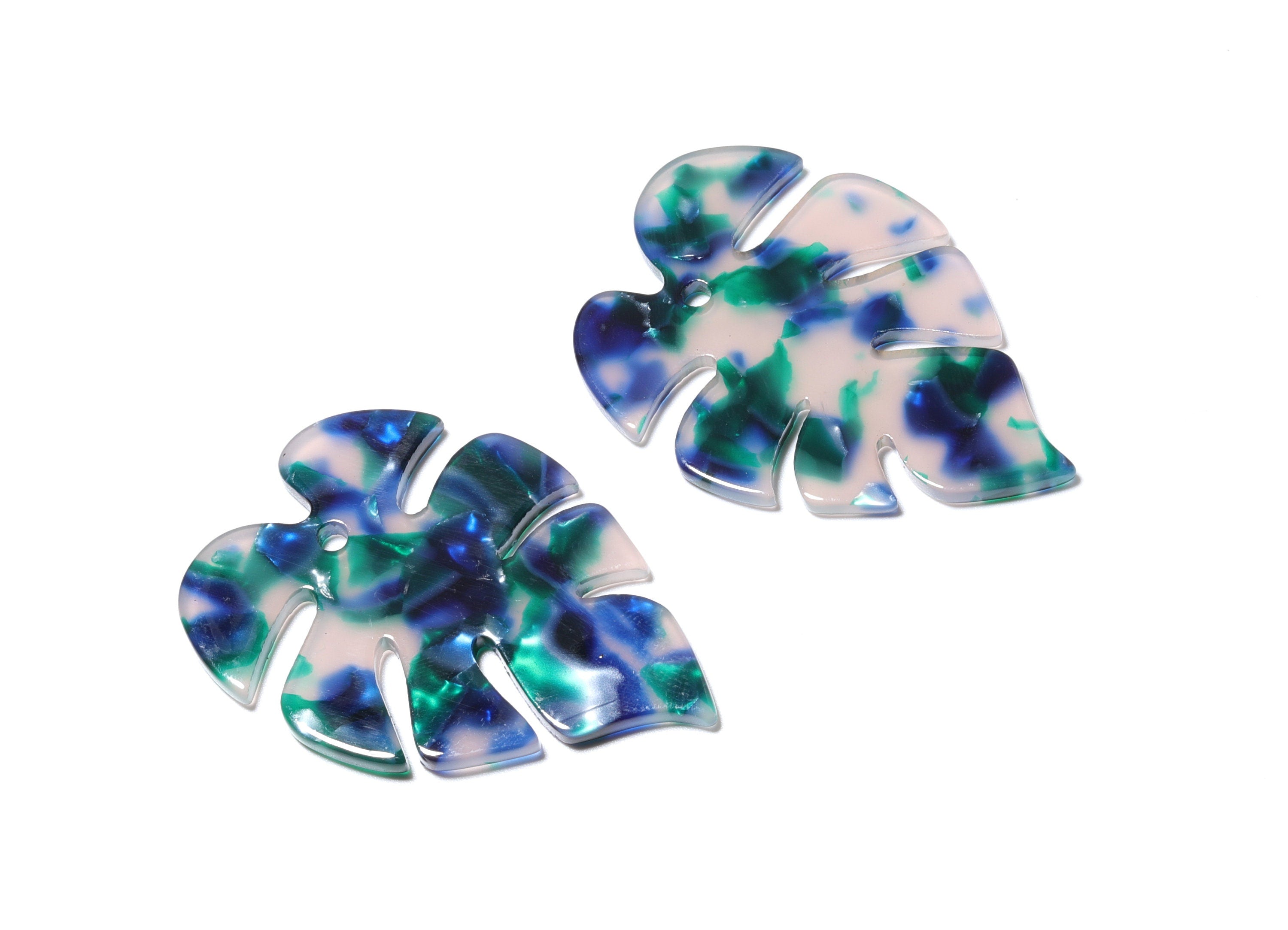 Acetate Leaf Earring Charms - Leaf Shaped Pendant - Earring Findings - Jewelry Supplies - Color Code: A18 - 44x35x2.5mm - AC1146C - DOMEDBAZAAR
