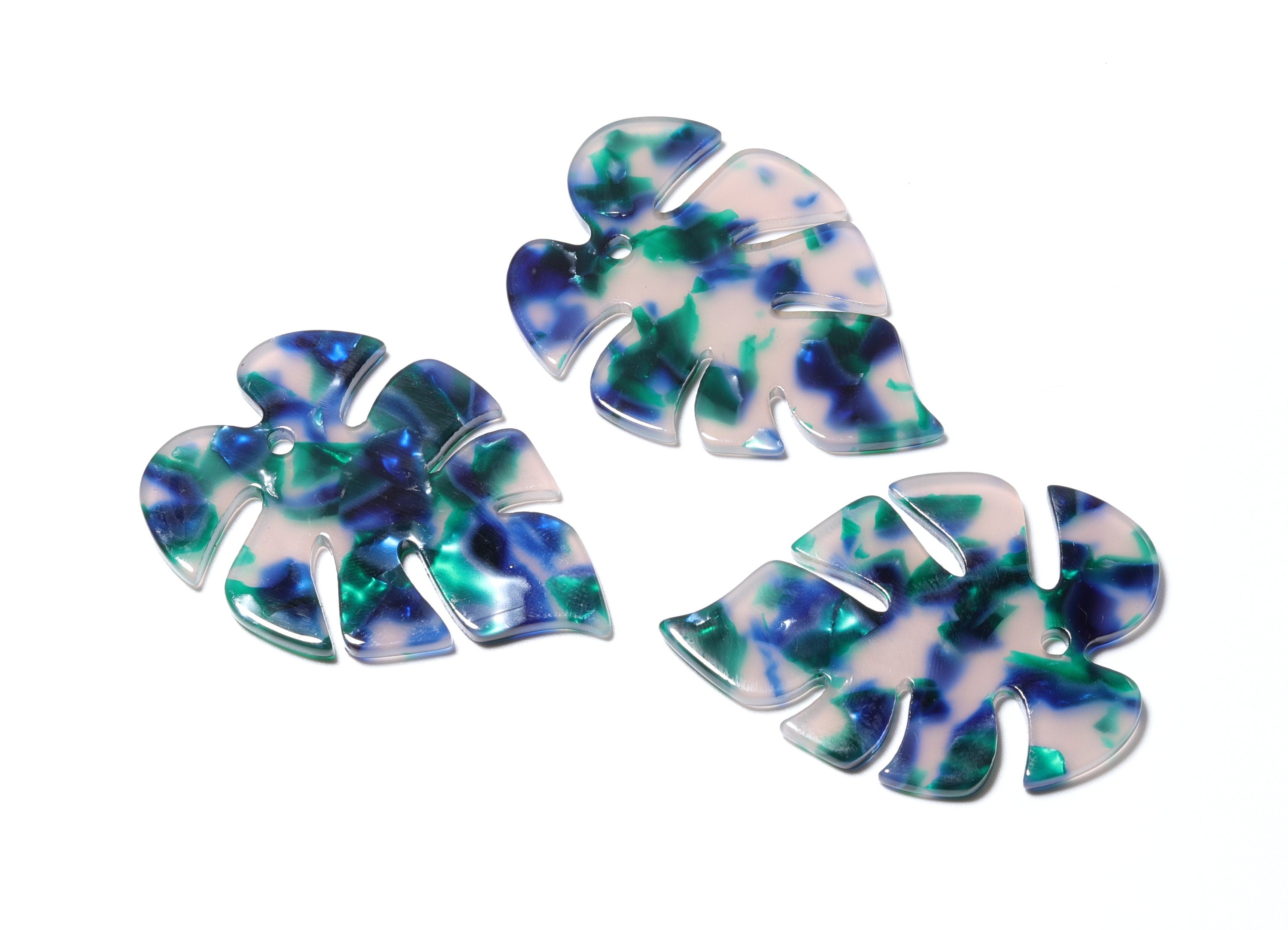 Acetate Leaf Earring Charms - Leaf Shaped Pendant - Earring Findings - Jewelry Supplies - Color Code: A18 - 44x35x2.5mm - AC1146C - DOMEDBAZAAR