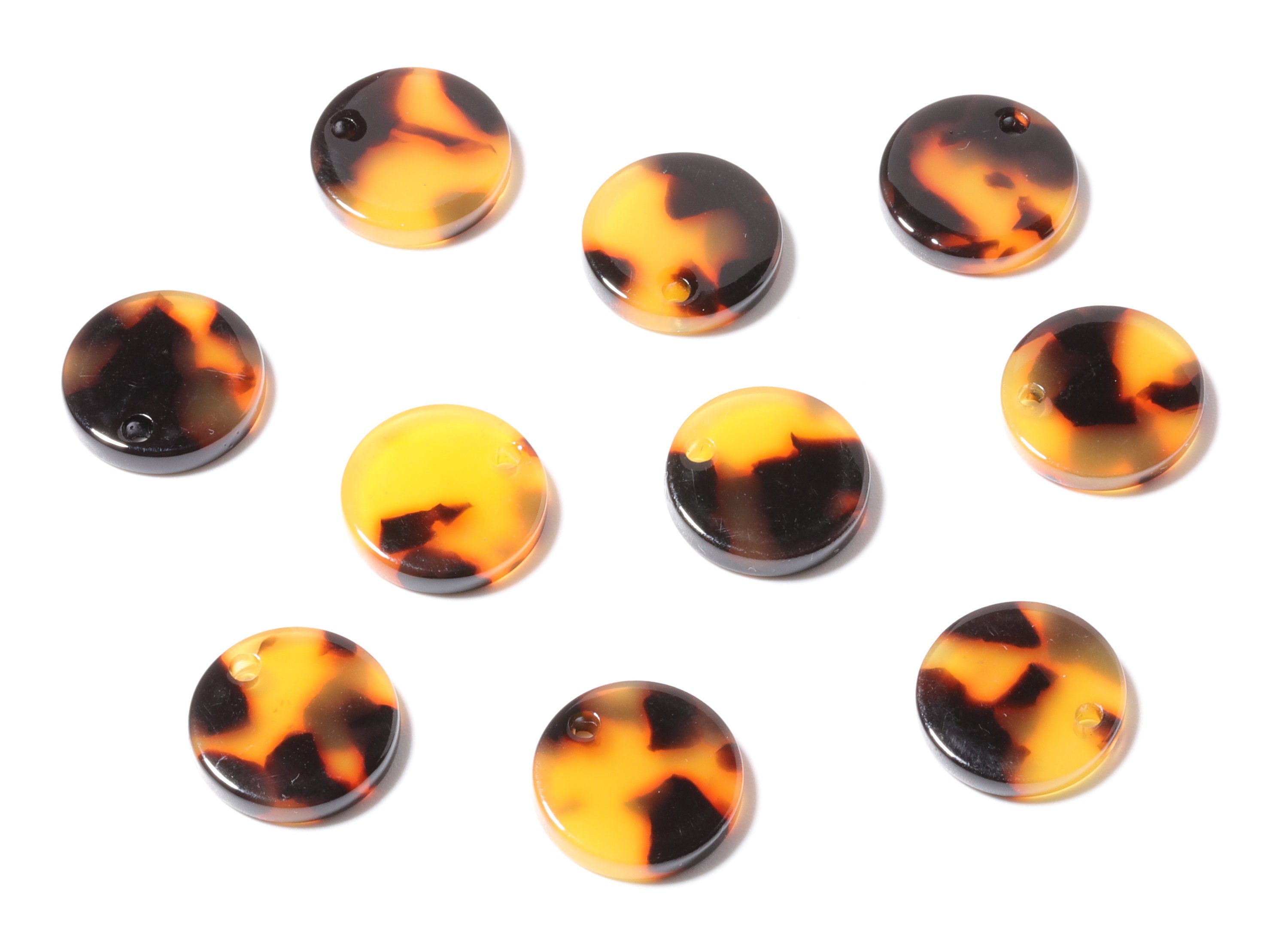 Acetate Acrylic Earring Charms - Tortoise Shell Earrings - Coin Pendant - Jewelry Supplies - Color Code: A01 - 13.8x13.8x2.65mm - AC1219A - DOMEDBAZAAR