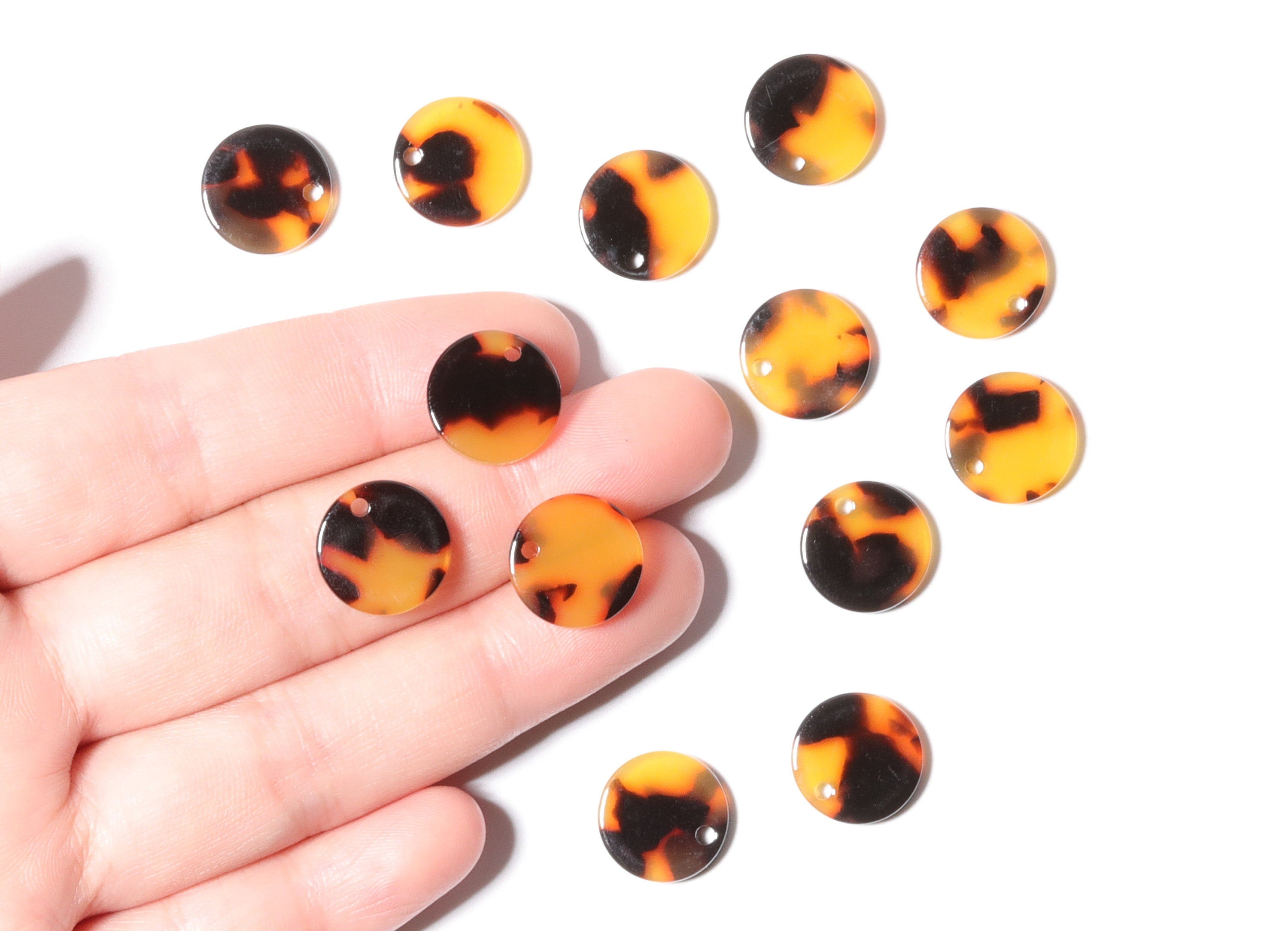 Acetate Acrylic Earring Charms - Tortoise Shell Earrings - Coin Pendant - Jewelry Supplies - Color Code: A01 - 13.8x13.8x2.65mm - AC1219A - DOMEDBAZAAR