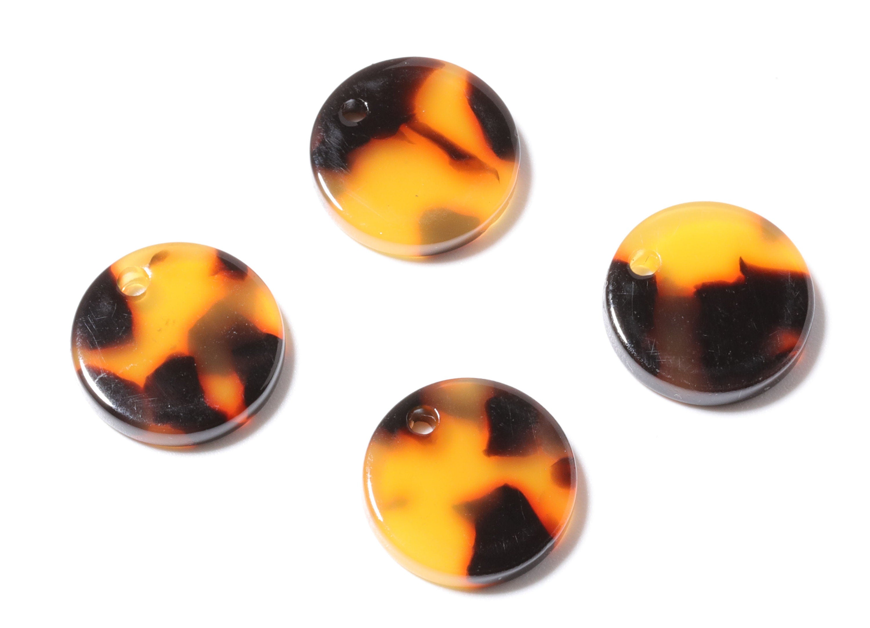 Acetate Acrylic Earring Charms - Tortoise Shell Earrings - Coin Pendant - Jewelry Supplies - Color Code: A01 - 13.8x13.8x2.65mm - AC1219A - DOMEDBAZAAR