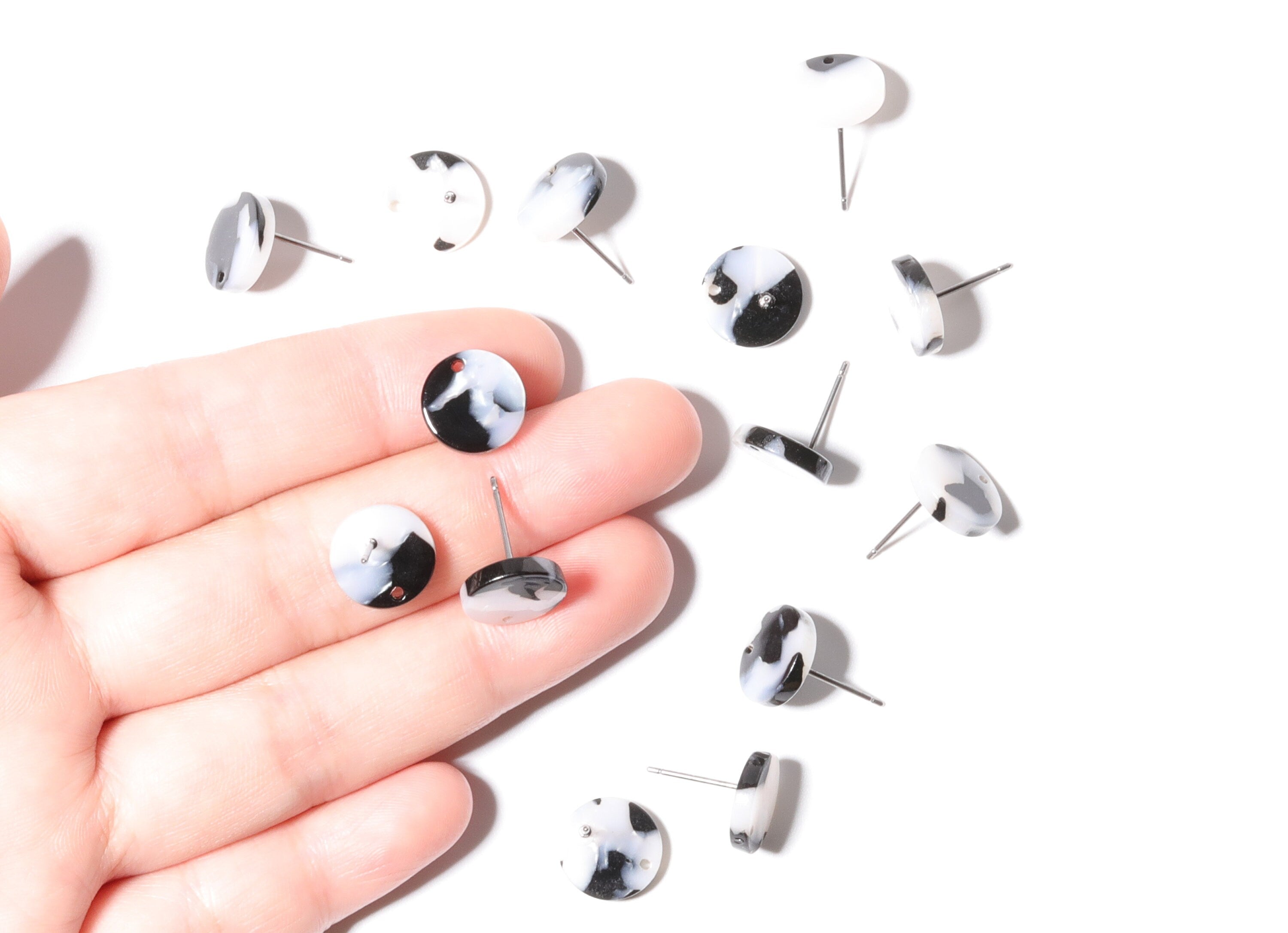 Acetate Round Earring Stud - Round Earring Post and Stud - Earring Findings - Color Code: A15 - 11.7x11.7x2.6mm - AC1139J - DOMEDBAZAAR