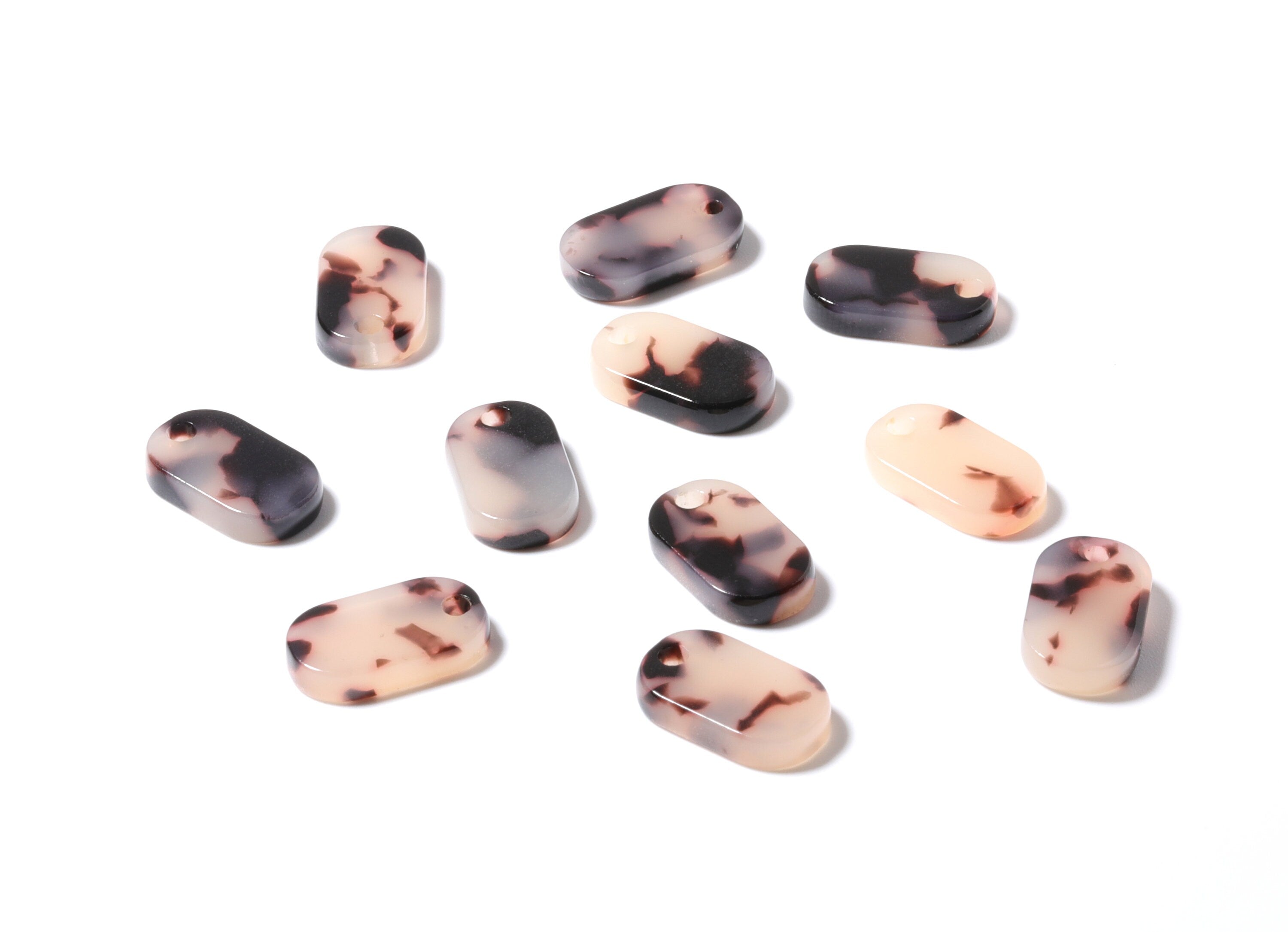 Acetate Acrylic Earring Charms - Blonde Tortoise Shell Earrings - Ellipse Shaped Pendant - Color Code: A07 - 14.1x8.2x2.6mm - AC1177B - DOMEDBAZAAR