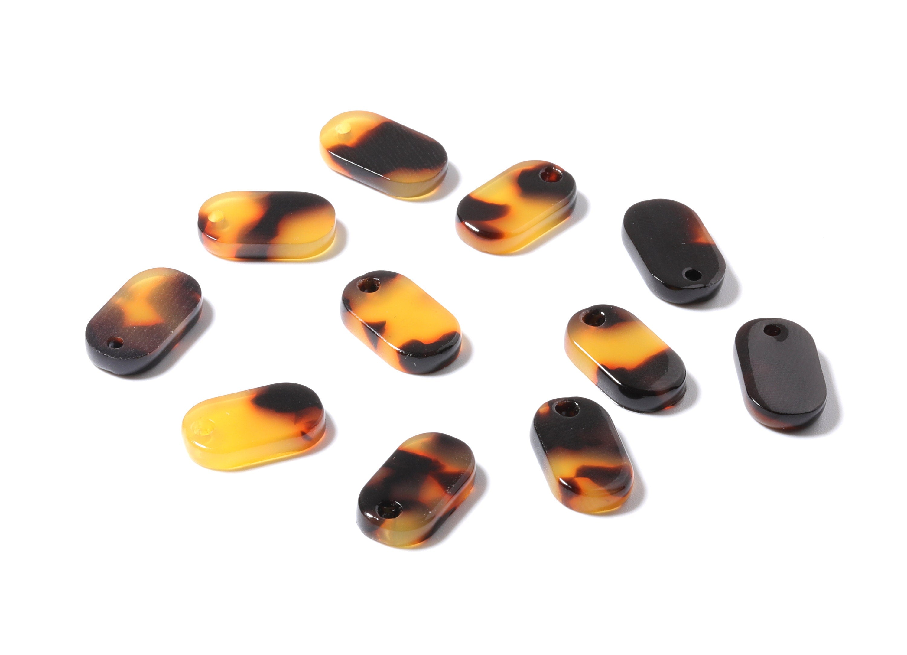 Acetate Acrylic Earring Charms - Tortoise Shell Earrings - Ellipse Pendant -  Jewelry Supplies - Color Code: A01 - 14.1x8.2x2.6mm - AC1177C - DOMEDBAZAAR