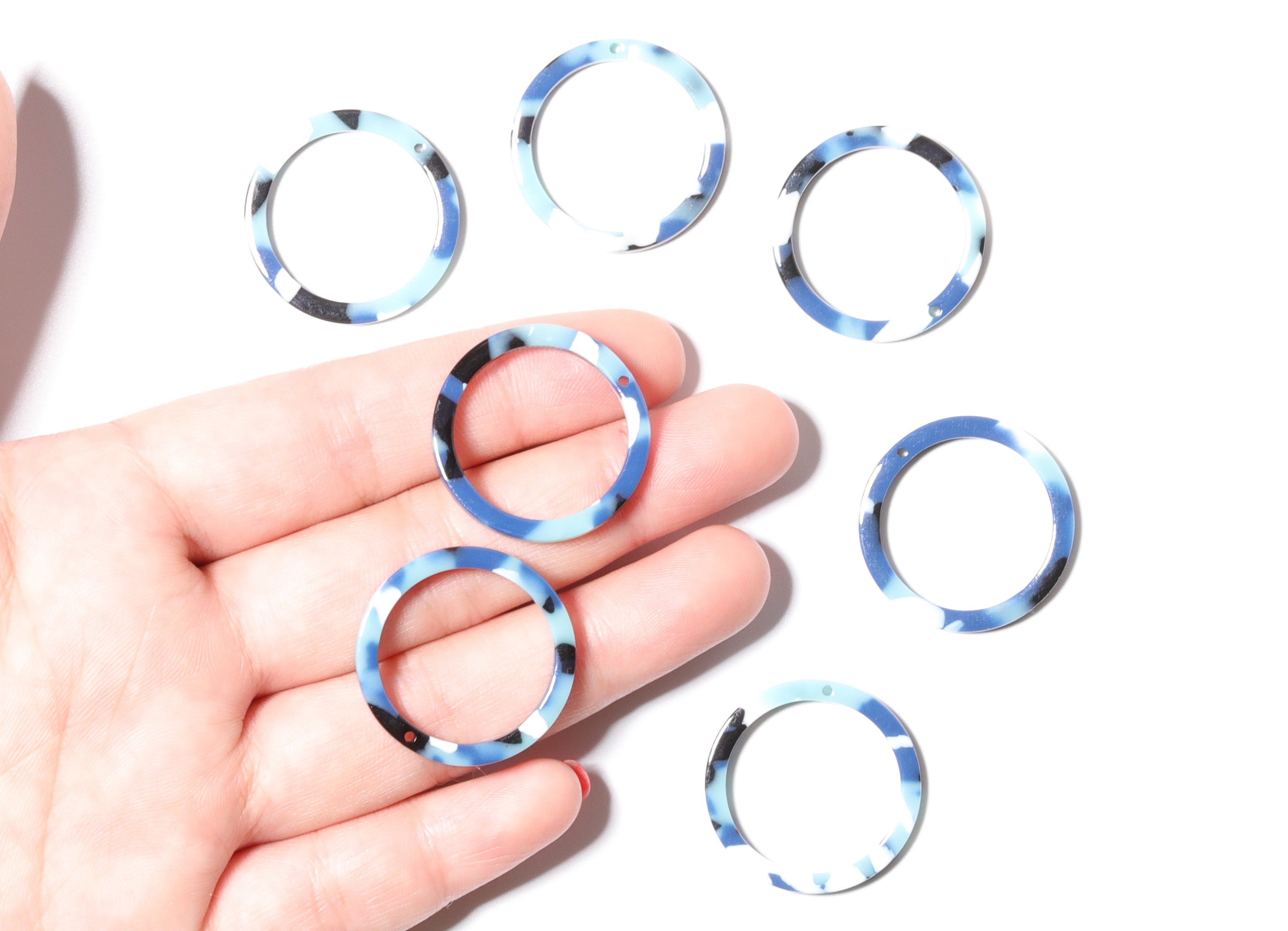 Acetate Circle Charms - Circle Pendant - Earring Findings - Jewelry Supplies - Color Code: A16 - 27x27x2.85mm - AC1154F - DOMEDBAZAAR
