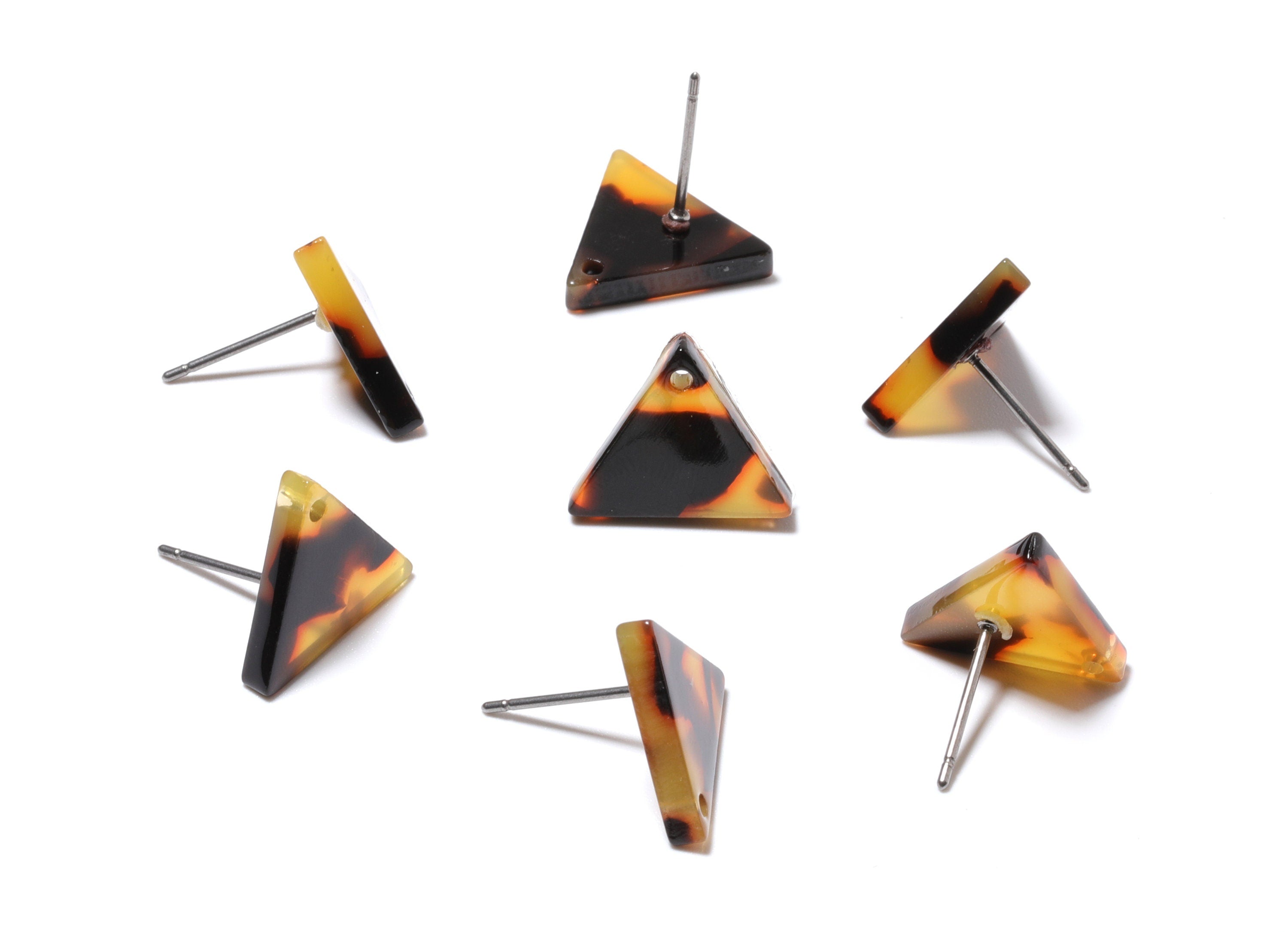 Acetate Acrylic Earring Stud - Tortoise Shell Earrings - Triangle Post - Jewelry Supplies - Color Code: A01 - 14.29x12.49x2.5mm - AC1136C - DOMEDBAZAAR