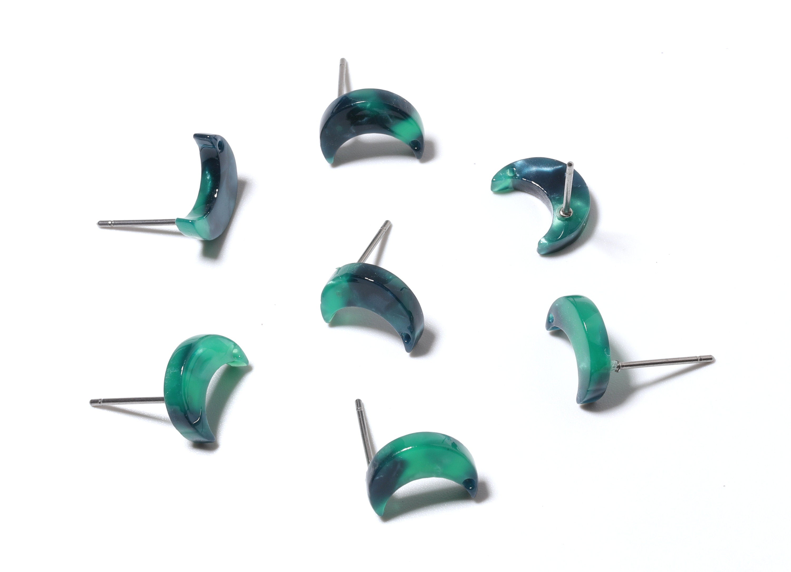 Acetate Moon Earring Stud - Moon Earrings Post - Earrings Post - Jewelry Supplies - Color Code: A13 - 11.7x8.6x2.65mm - AC1137A - DOMEDBAZAAR