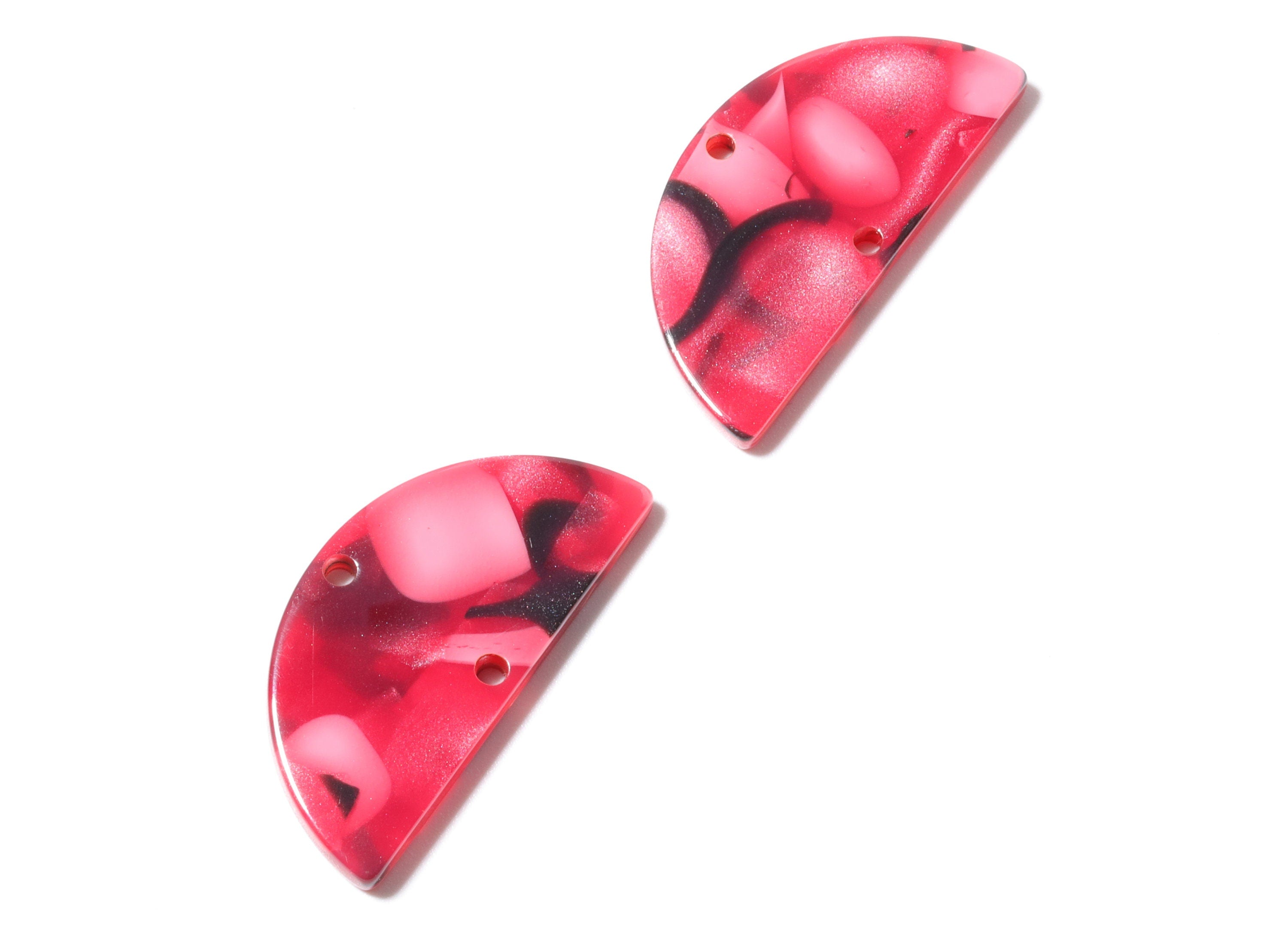 Acetate Semicircle Connectors Charms - 2 Holes - Semicircle Earrings - Earring Findings - Color Code: A56 - 30x15x2.5mm - AC1061-A56 - DOMEDBAZAAR