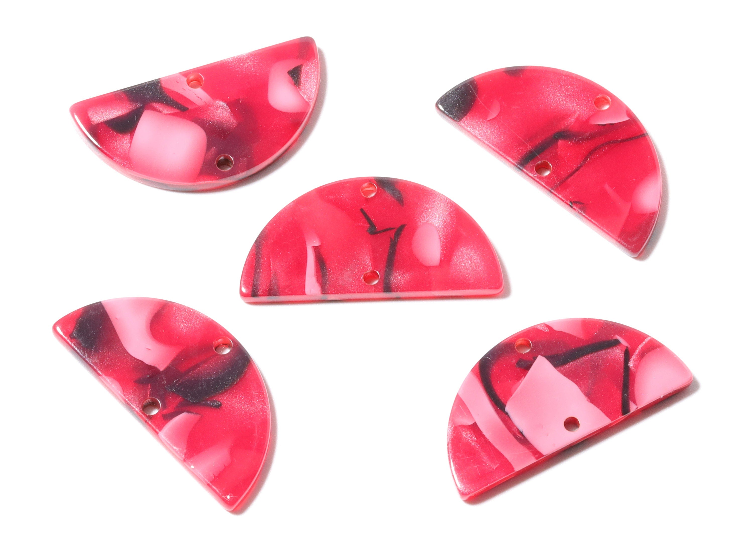 Acetate Semicircle Connectors Charms - 2 Holes - Semicircle Earrings - Earring Findings - Color Code: A56 - 30x15x2.5mm - AC1061-A56 - DOMEDBAZAAR