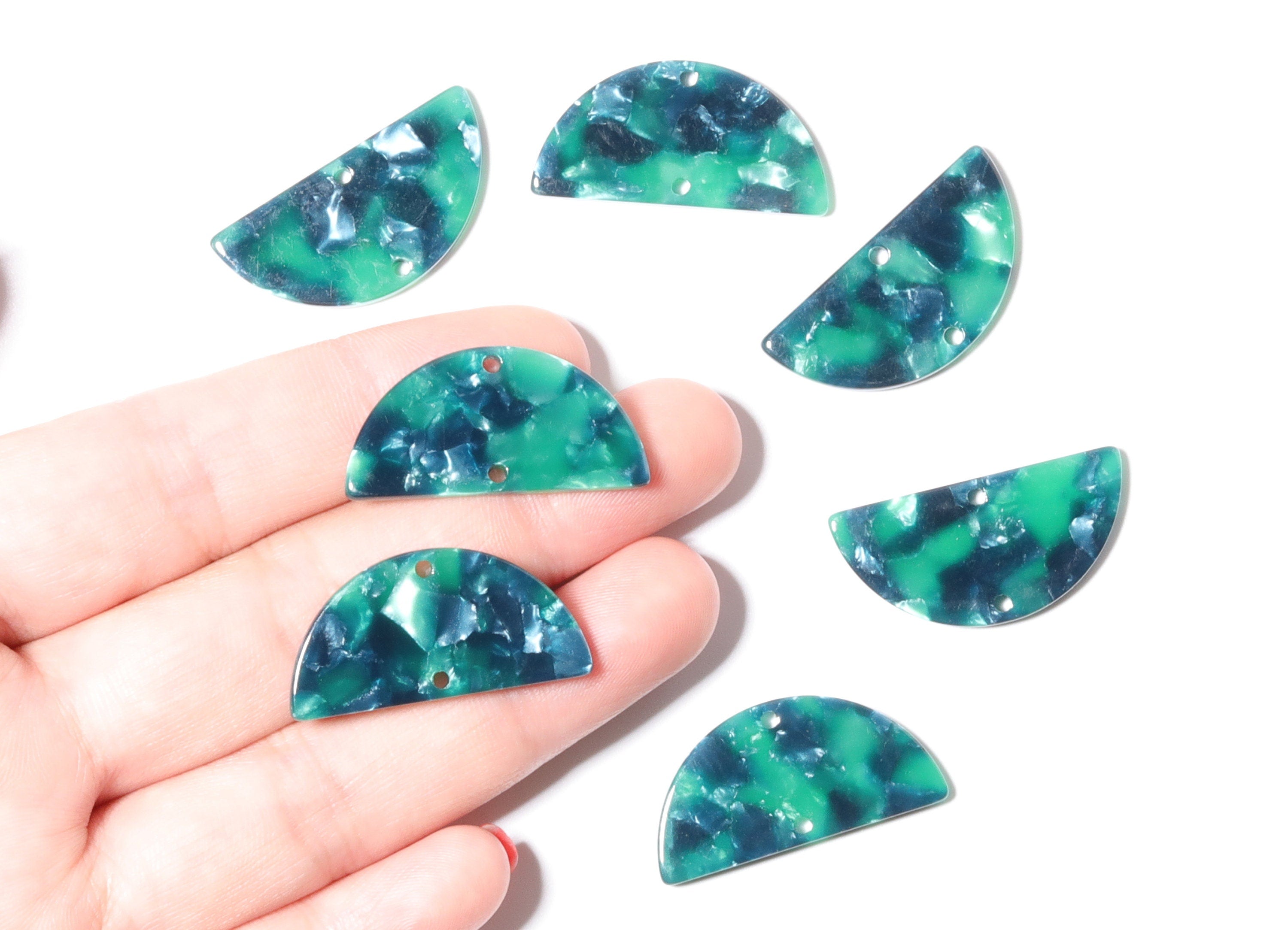 Acetate Semicircle Connectors Charms - 2 Holes - Semicircle Earrings - Earring Findings - Color Code: A13 - 30x15x2.5mm - AC1061-A13 - DOMEDBAZAAR
