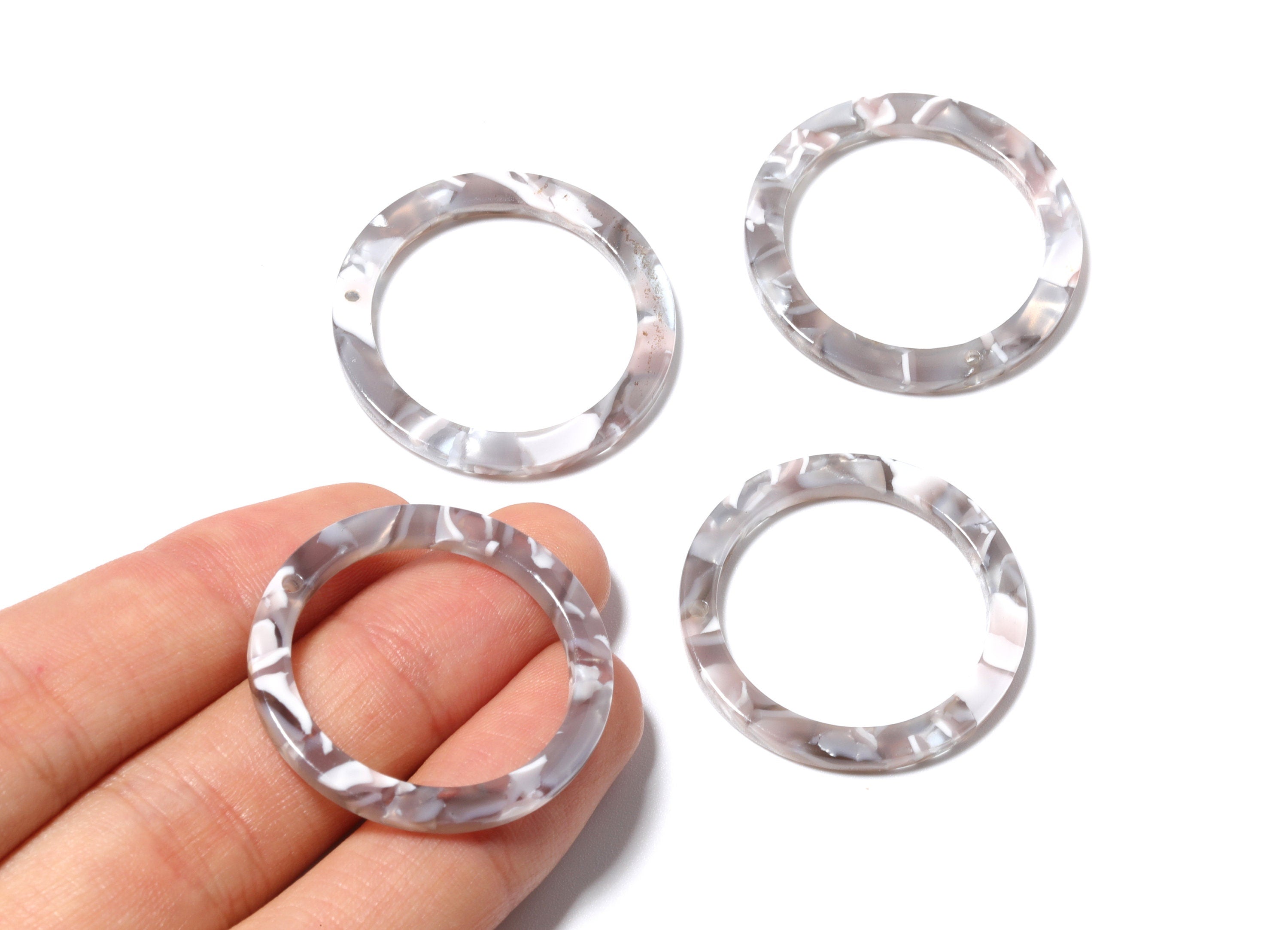 Acetate Hoop Earrings Charms - Circle Shaped Pendant - Earring Findings - Jewelry Supplies - 29.8x29.8x2.52mm - AC1119F - DOMEDBAZAAR