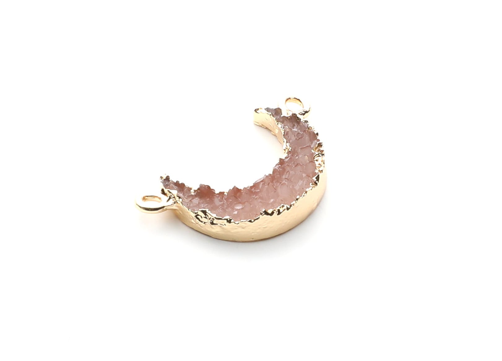 Druzy Bracelet and Necklace Charms - Resin Copper Bracelet and Necklace - Moon Shaped Pendant - 26.5x15.5x4.77mm - RC1005A - DOMEDBAZAAR