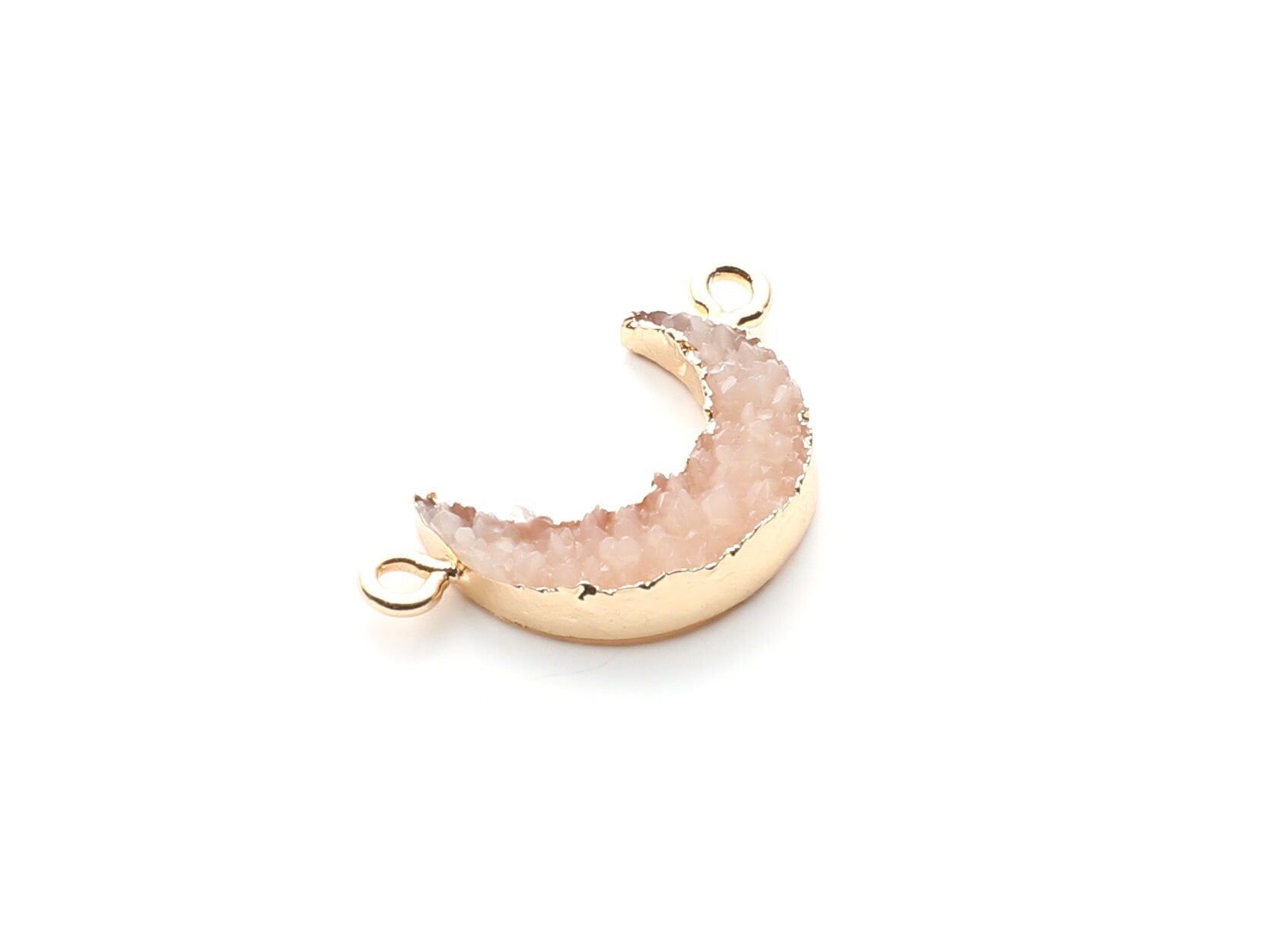 Druzy Bracelet and Necklace Charms - Resin Copper Bracelet and Necklace - Moon Shaped Pendant - 26.5x15.5x4.77mm - RC1005M - DOMEDBAZAAR