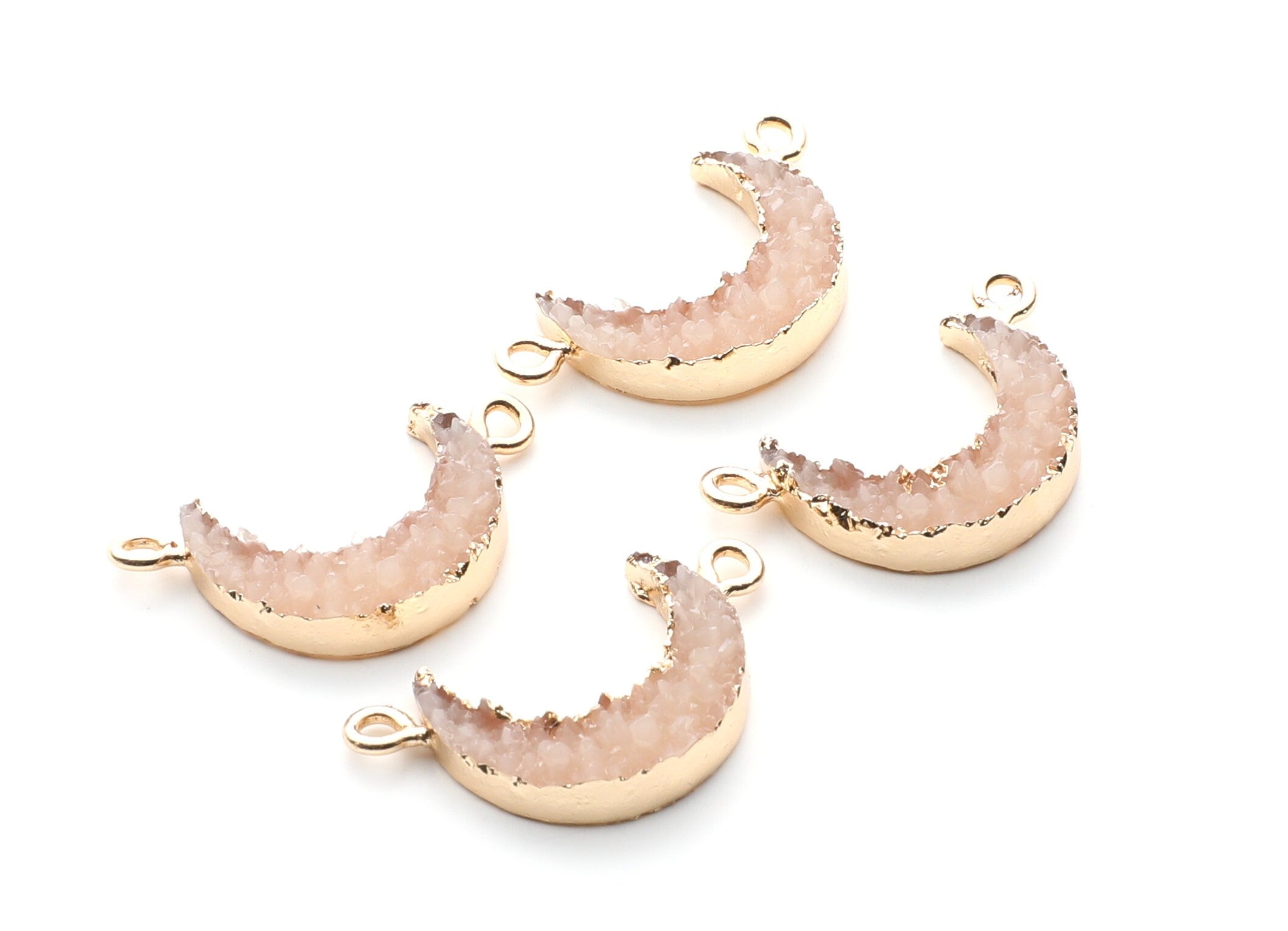 Druzy Bracelet and Necklace Charms - Resin Copper Bracelet and Necklace - Moon Shaped Pendant - 26.5x15.5x4.77mm - RC1005M - DOMEDBAZAAR