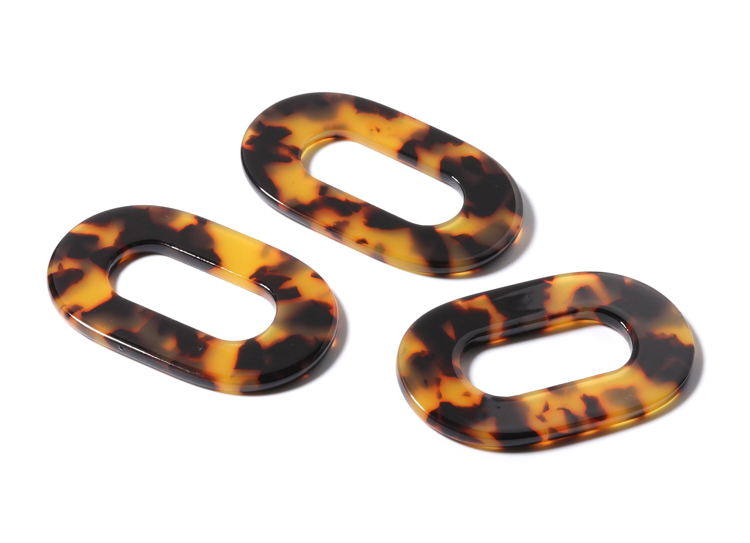 Acetate Acrylic Oval Charms - Tortoise Shell Earring - Oval Pendant - Flat Cable Chain - Jewelry Supplies - 46.89x29.3x2.63mm - AC1149A - DOMEDBAZAAR
