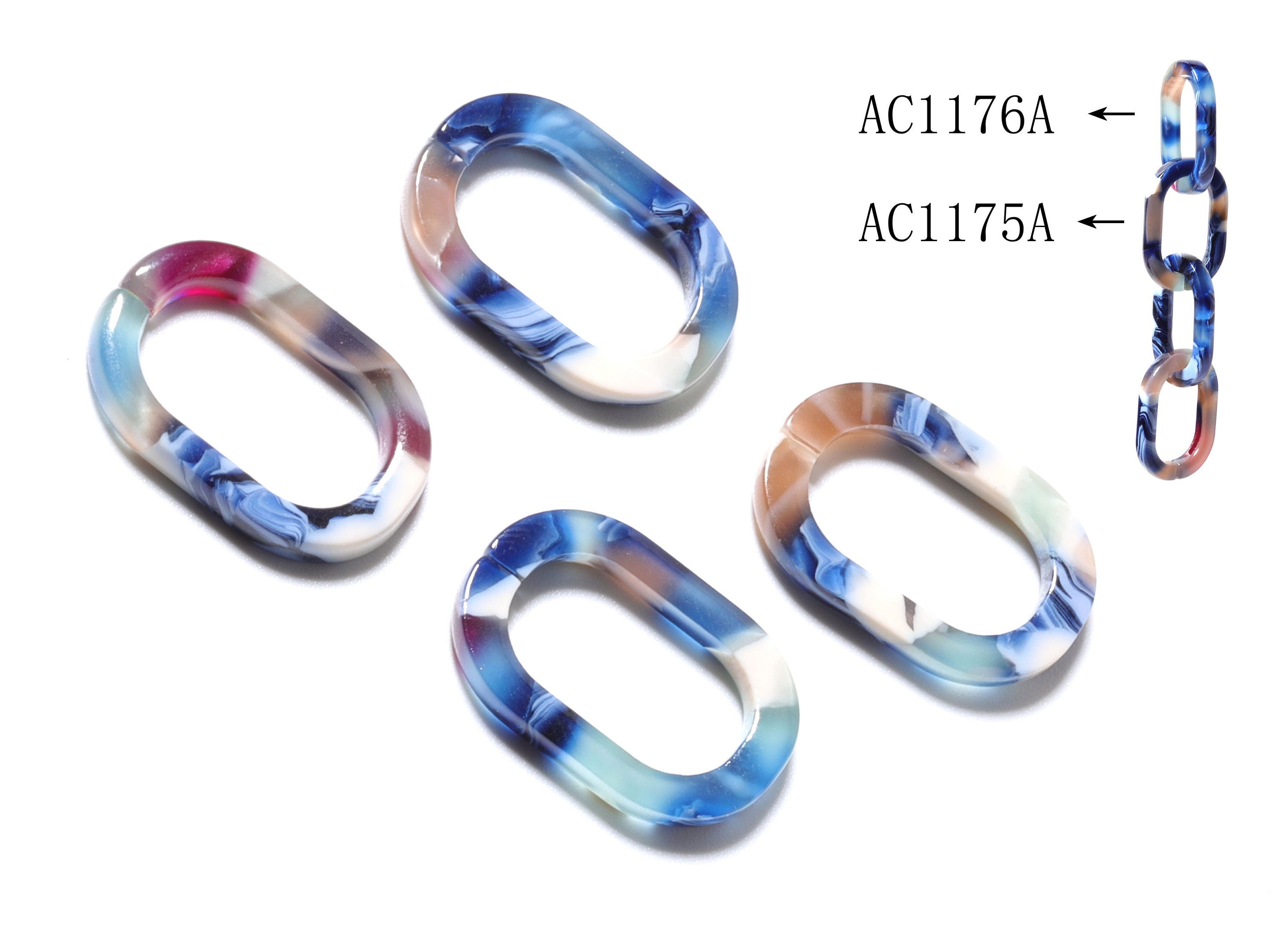Acetate Oval Earring Charms - Acrylic Oval Pendant - Flat Cable Chain - Jewelry Supplies - Color Code: A19 - 19.65x13.3x2.58mm - AC1175A - DOMEDBAZAAR