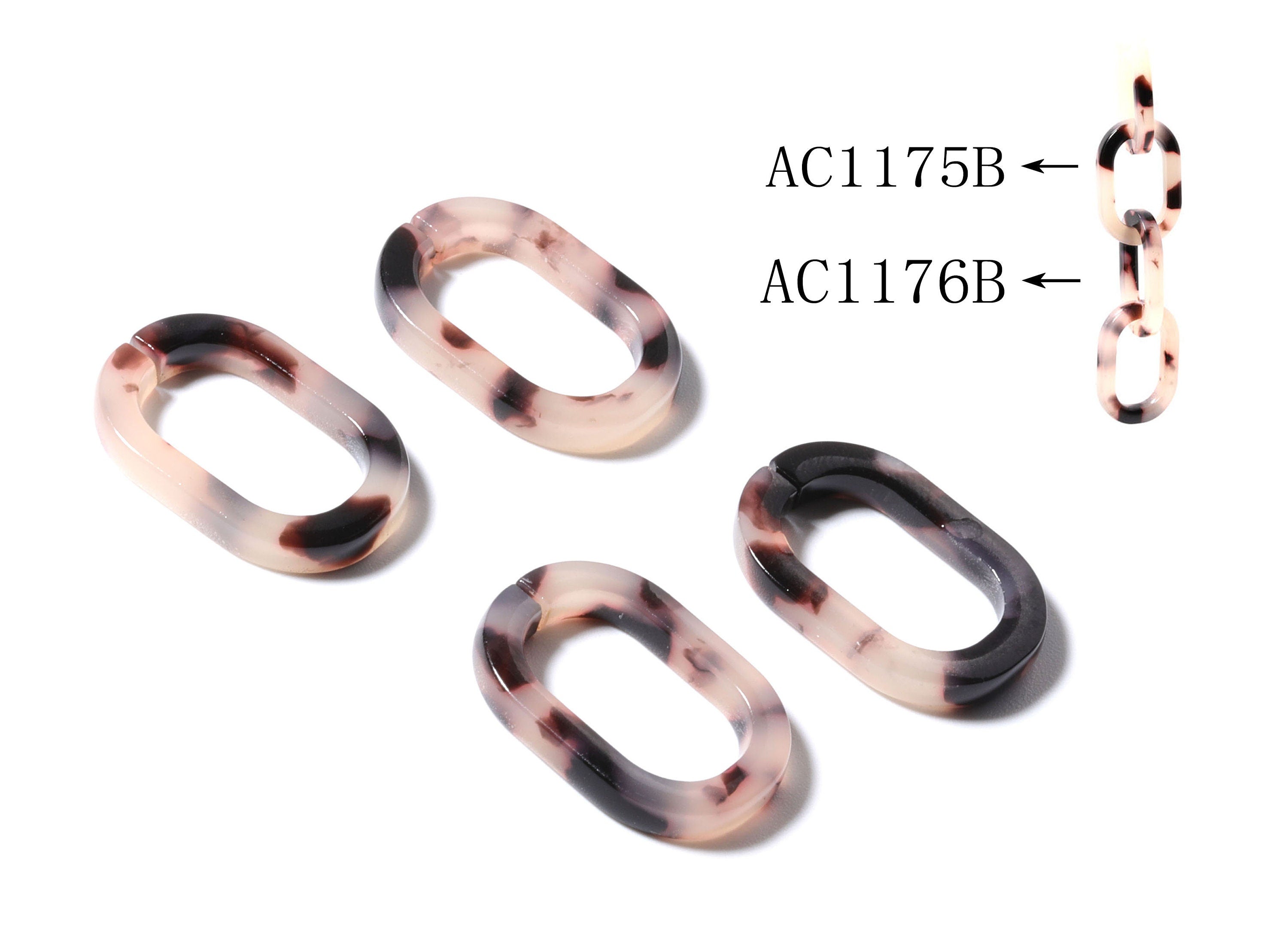 Acetate Acrylic Blonde Tortoise Shell Charms - Laser Cut Open Oval Pendant - Flat Cable Chain- Color Code: A07 - 19.65x13.3x2.58mm - AC1175B - DOMEDBAZAAR