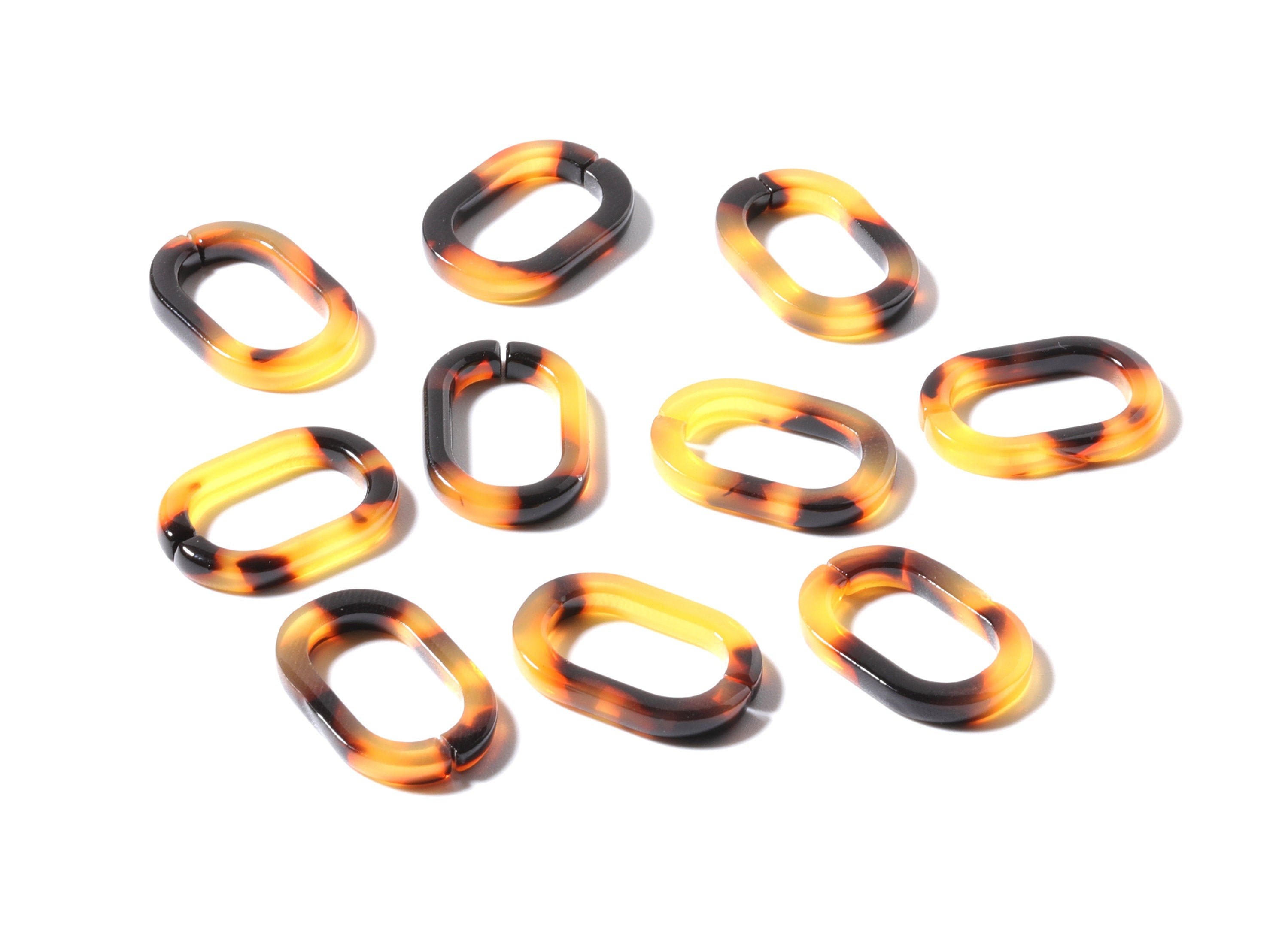 Acetate Acrylic Tortoise Shell Charms - Laser Cut Open Oval Pendant - Flat Cable Chain- Color Code: A02 - 19.65x13.3x2.58mm - AC1175C - DOMEDBAZAAR