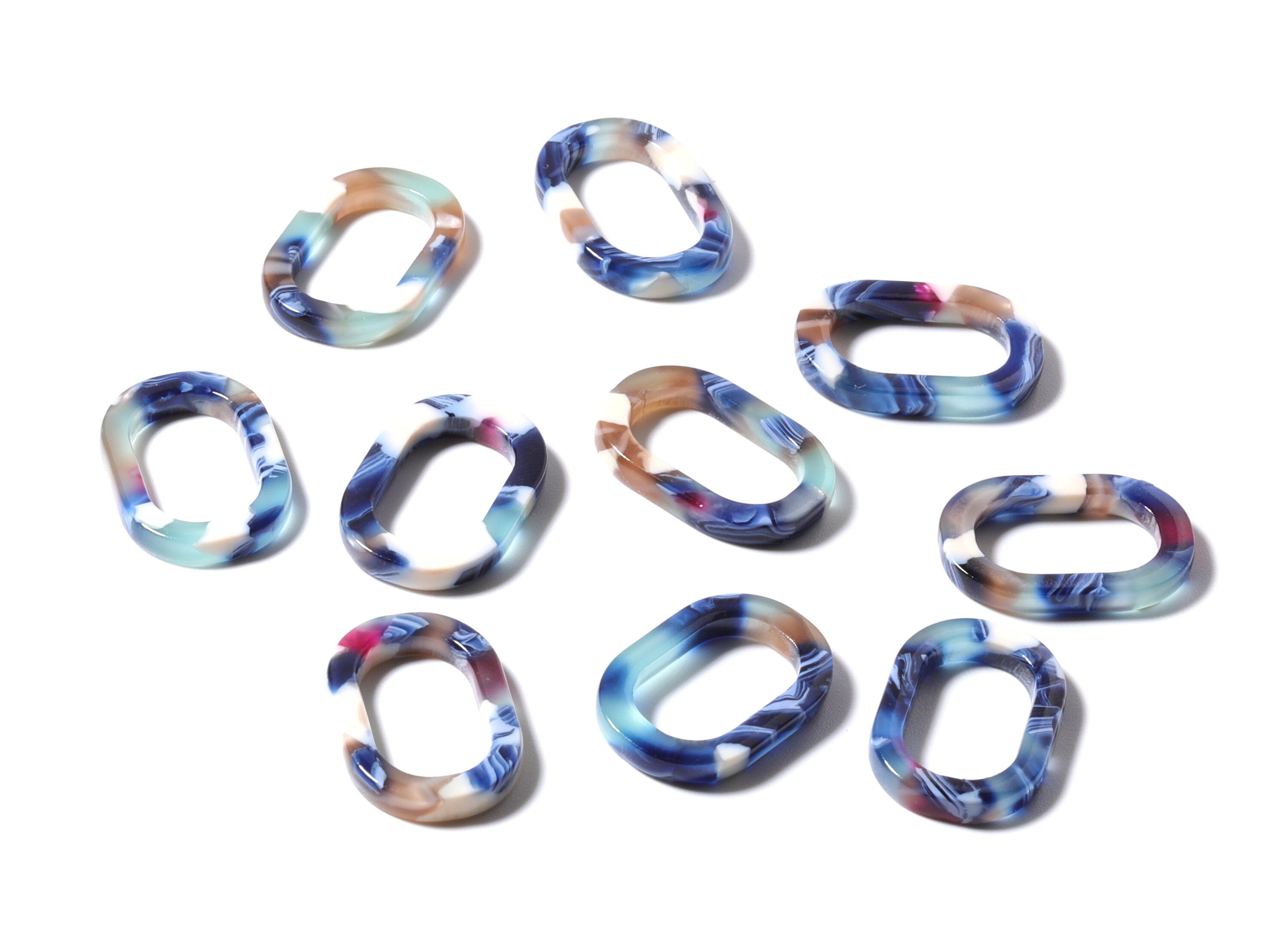Acetate Oval Earring Charms - Acrylic Oval Pendant - Flat Cable Chain - Jewelry Supplies - Color Code: A19 - 19.65x13.3x2.58mm - AC1176A - DOMEDBAZAAR