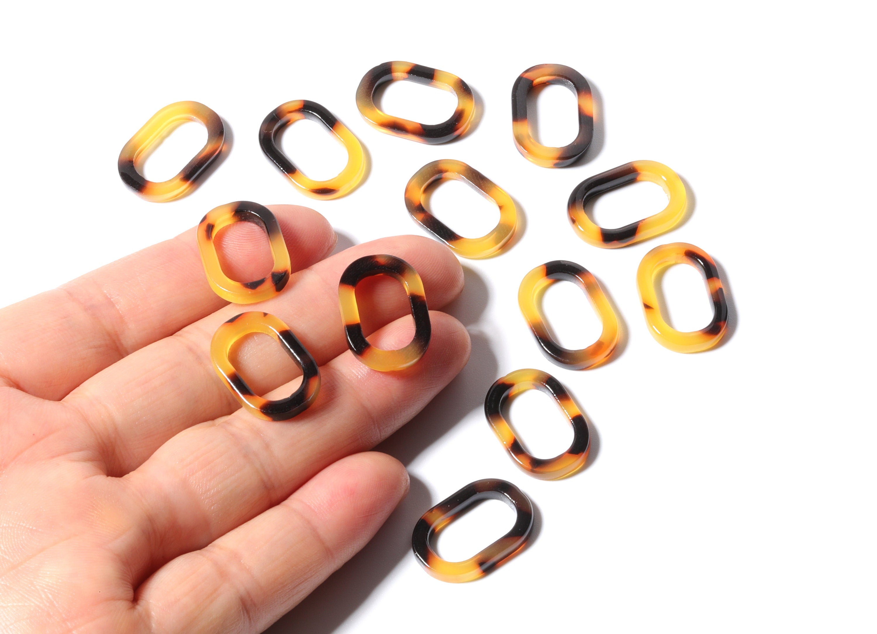 Acetate Acrylic Tortoise Shell Charms - Oval Pendant - Flat Cable Chain- Jewelry Supplies - Color Code: A01 - 19.65x13.3x2.58mm - AC1176C - DOMEDBAZAAR
