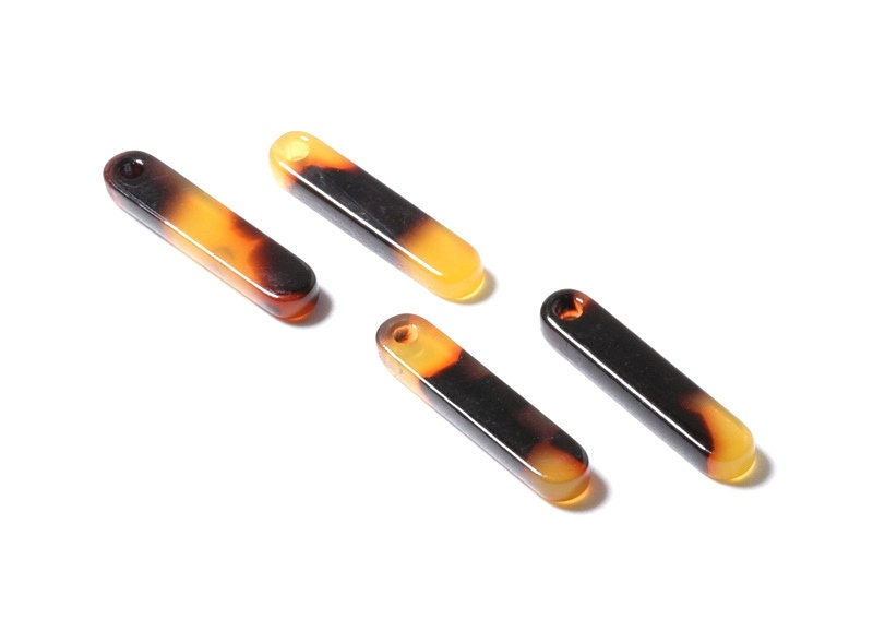 Acetate Acrylic Earring Charms - AmberTortoise Shell Earrings - Stick Shaped Pendant - Color Code: A01 - 20.6x4.27x2.6mm - AC1150D - DOMEDBAZAAR