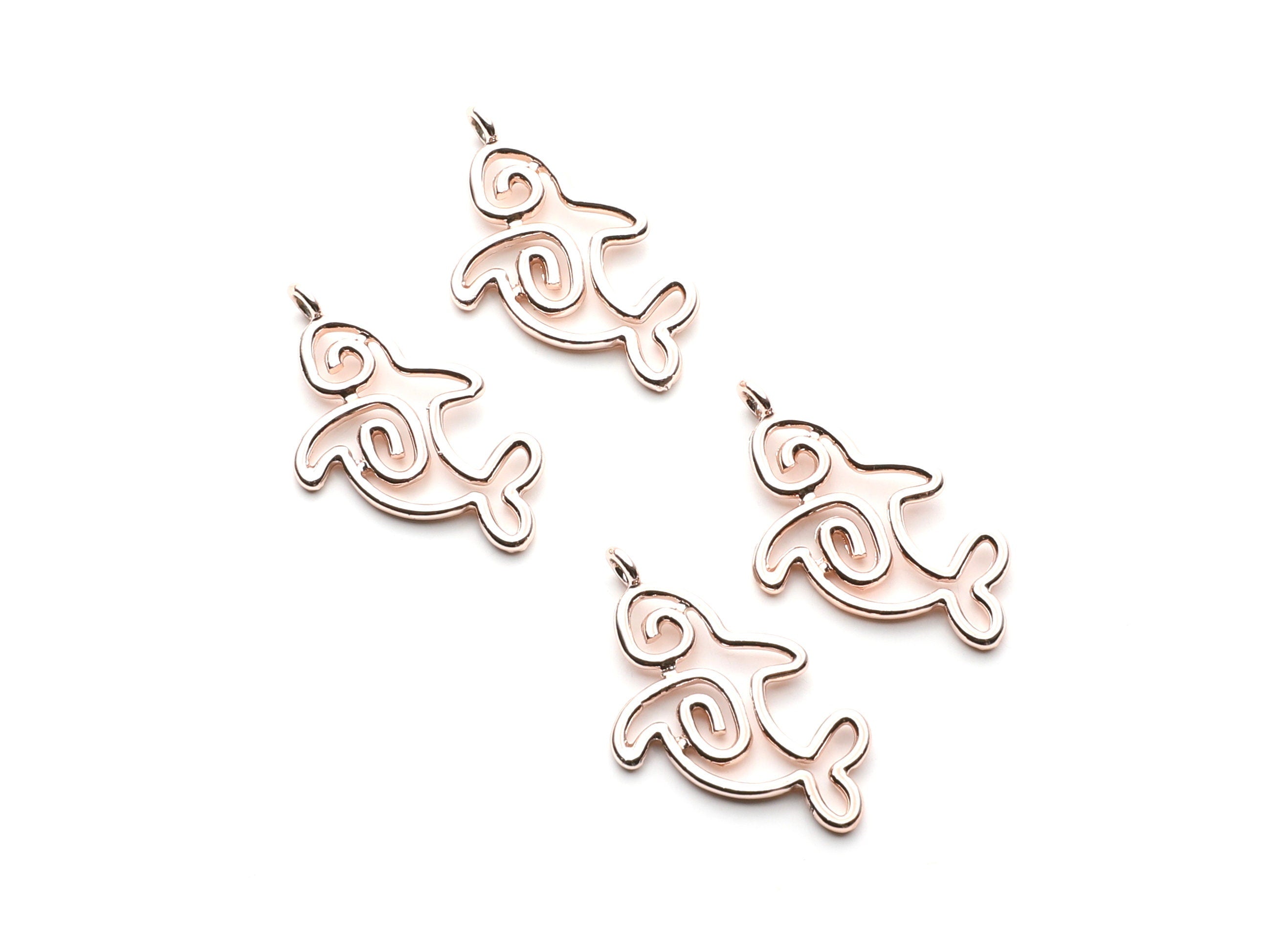 Dolphin Shaped Charms- Zinc Alloy Earring Findings - Rose Tone - Alloy Pendant for Necklace - 32.2x18.28x1.73mm - ZZ1261R - DOMEDBAZAAR