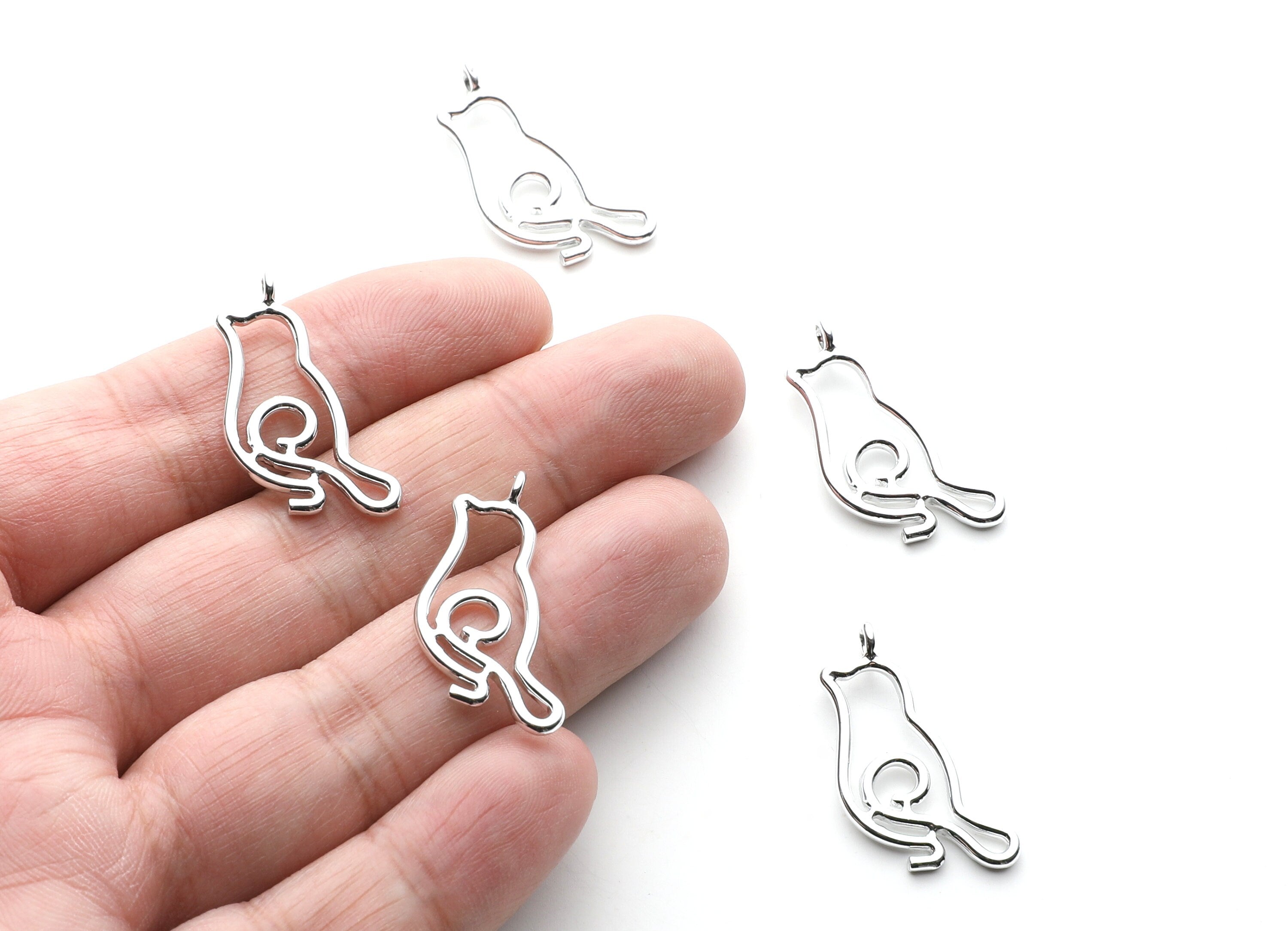 Pigeon Shaped Charms- Zinc Alloy Earring Findings - Nickel / Silver  Tone - Alloy Pendant for Necklace - 29.57x13.44x1.8mm - ZZ1263N - DOMEDBAZAAR