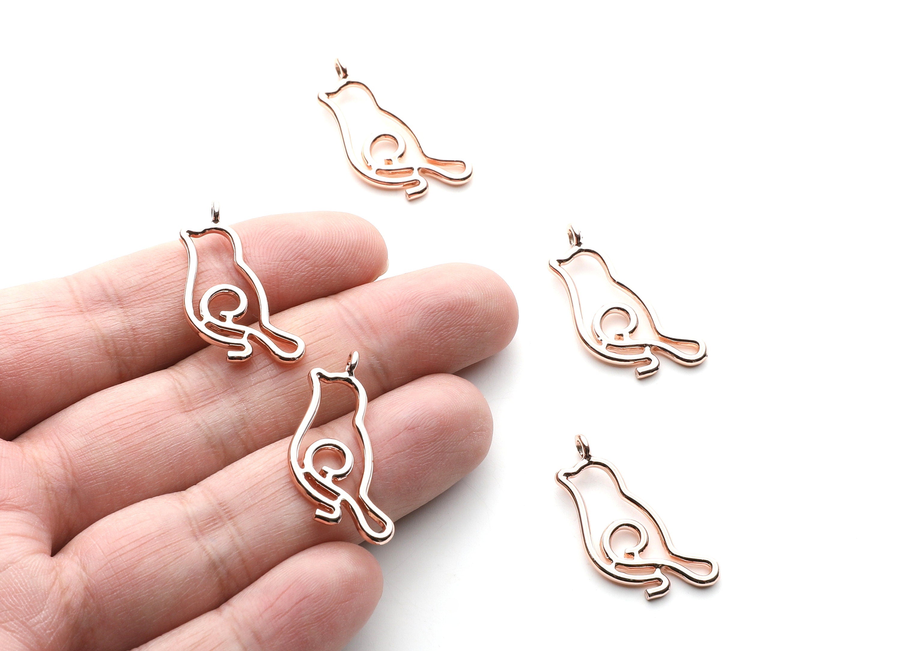 Pigeon Shaped Charms- Zinc Alloy Earring Findings - Rose Tone - Alloy Pendant for Necklace - Jewelry Supplies - 29.57x13.44x1.8mm - ZZ1263R - DOMEDBAZAAR