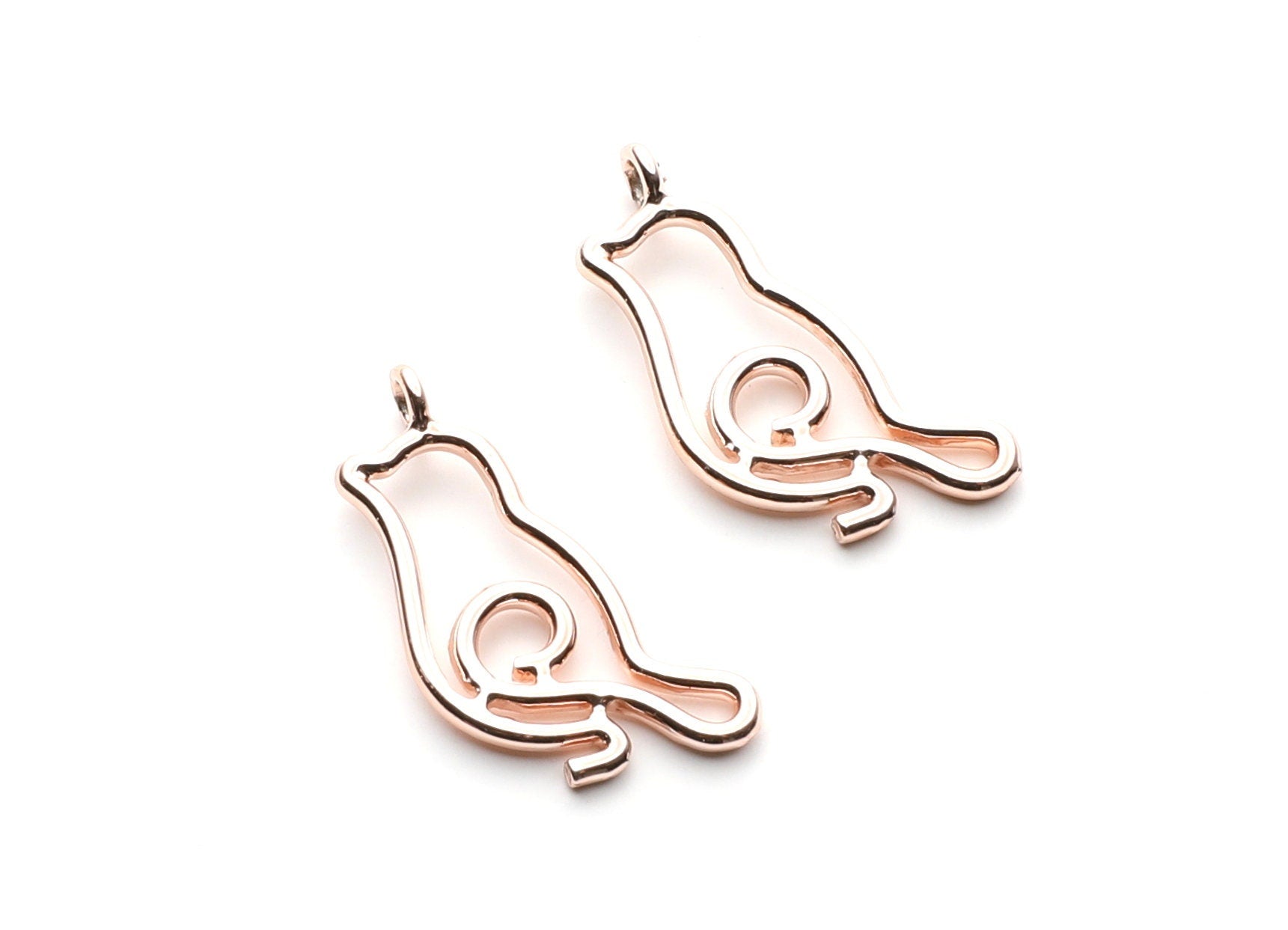 Pigeon Shaped Charms- Zinc Alloy Earring Findings - Rose Tone - Alloy Pendant for Necklace - Jewelry Supplies - 29.57x13.44x1.8mm - ZZ1263R - DOMEDBAZAAR