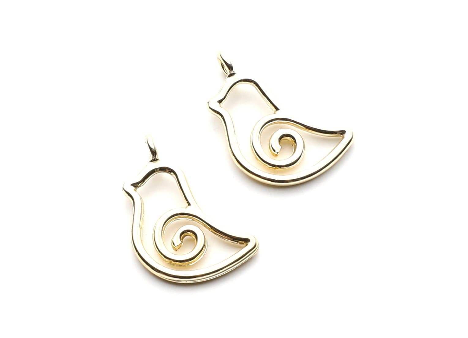 Bird Shaped Charms- Zinc Alloy Earring Findings - Gold Tone - Alloy Pendant for Necklace - Jewelry Supplies - 22.85x13.6x1.78mm - ZZ1265G - DOMEDBAZAAR