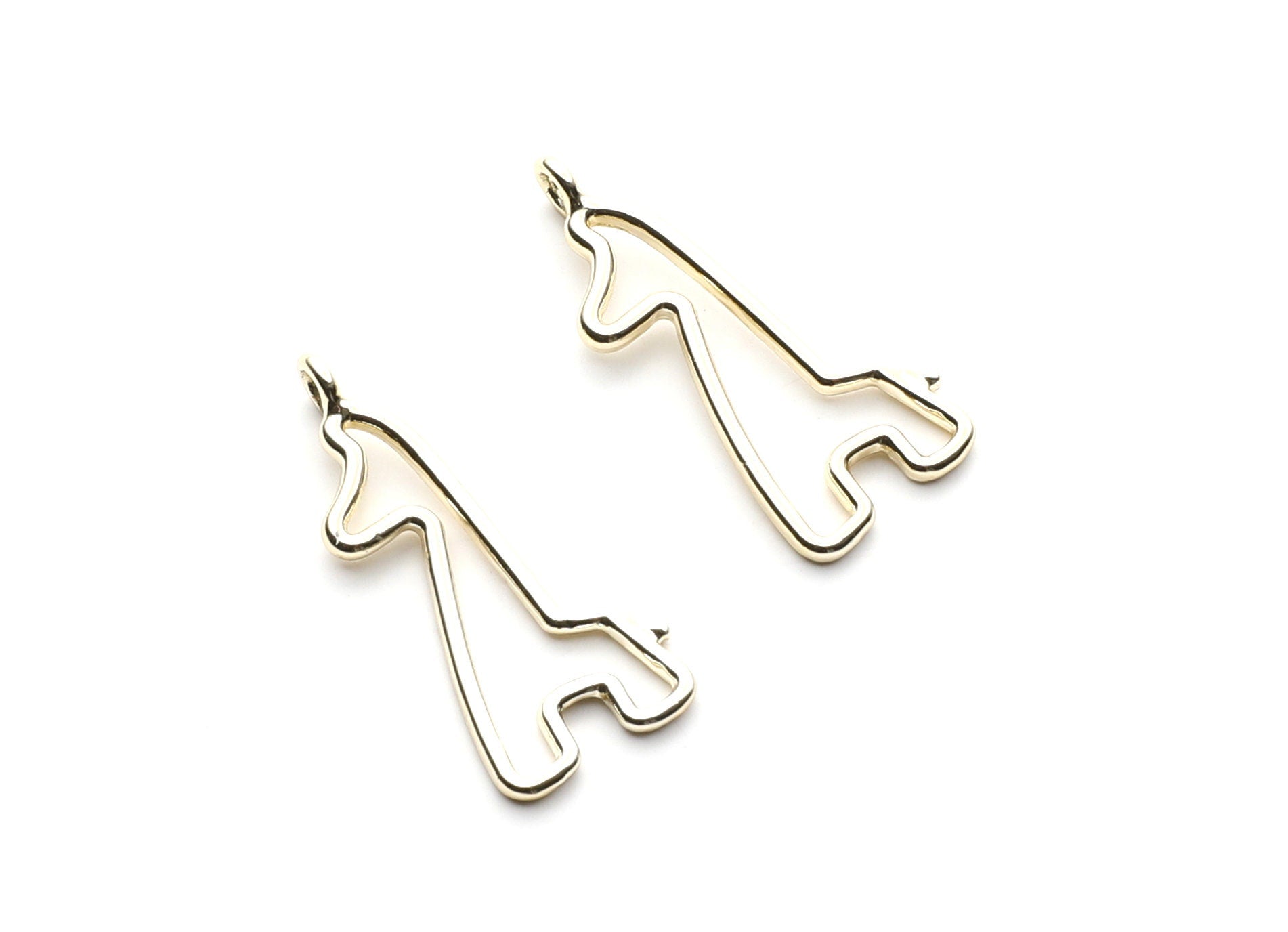 Giraffe Shaped Charms- Zinc Alloy Earring Findings - Gold Tone - Alloy Pendant for Necklace - 33.1x14.58x1.77mm - ZZ1269G - DOMEDBAZAAR