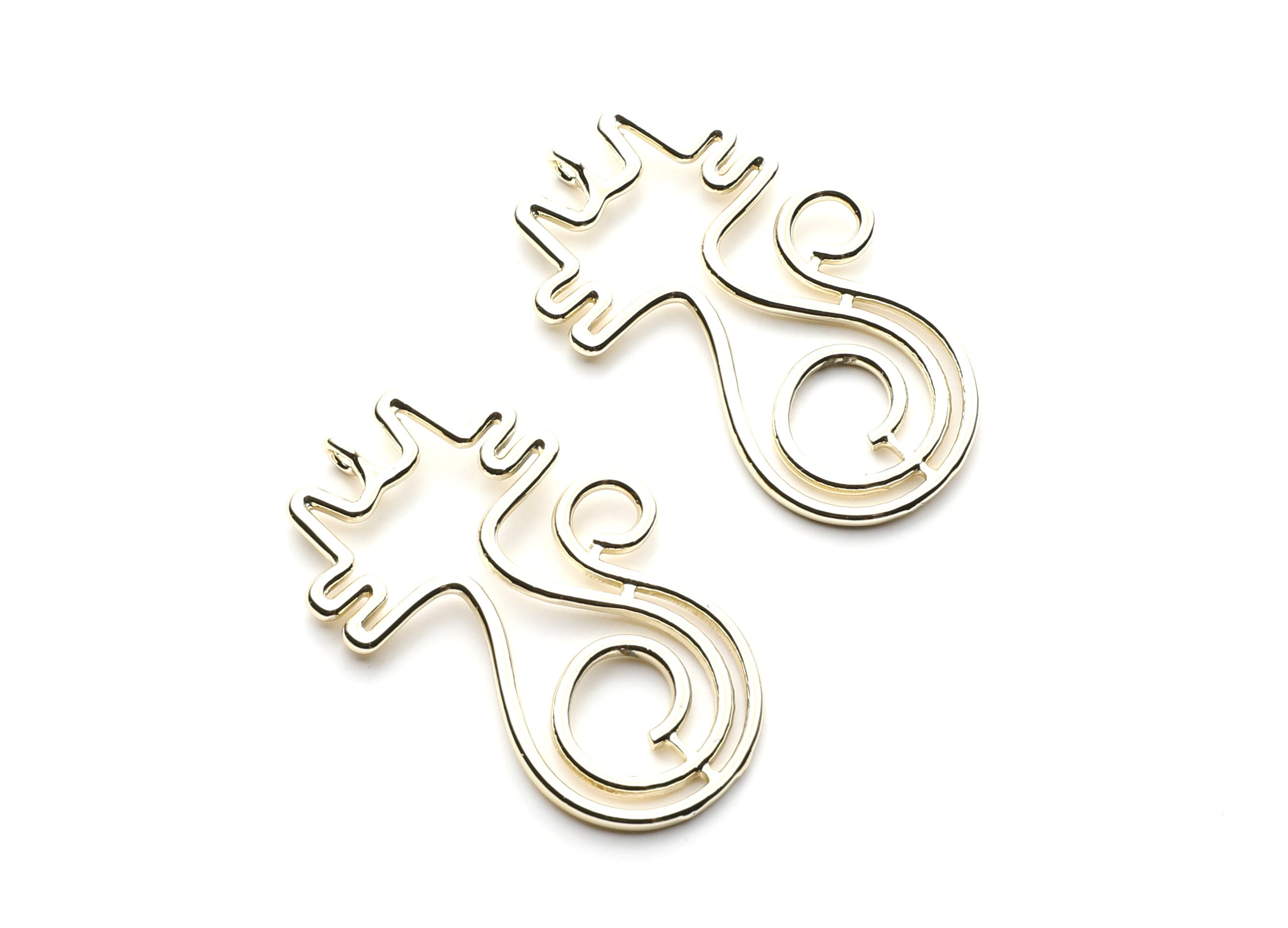 Big Cat Shaped Charms- Zinc Alloy Earring Findings - Gold Tone - Alloy Pendant for Necklace - 51.2x30.2x1.9mm - ZZ1256G - DOMEDBAZAAR