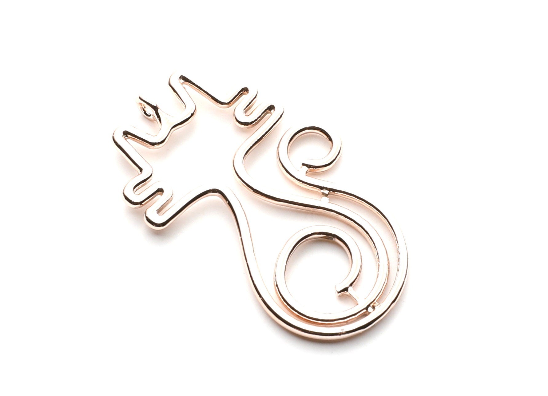 Big Cat Shaped Charms- Zinc Alloy Earring Findings - Rose Tone - Alloy Pendant for Necklace - 51.2x30.2x1.9mm - ZZ1256R - DOMEDBAZAAR