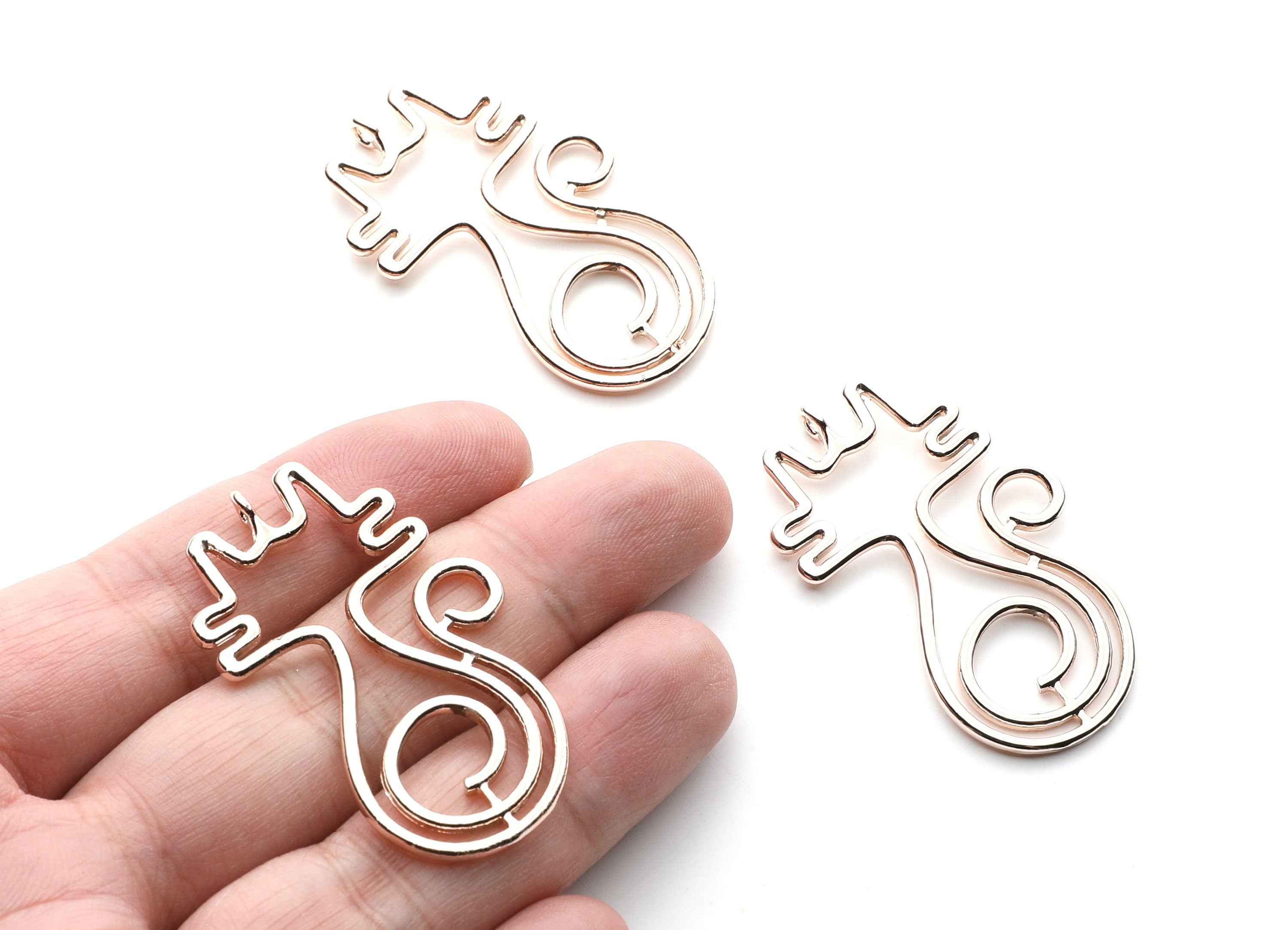 Big Cat Shaped Charms- Zinc Alloy Earring Findings - Rose Tone - Alloy Pendant for Necklace - 51.2x30.2x1.9mm - ZZ1256R - DOMEDBAZAAR