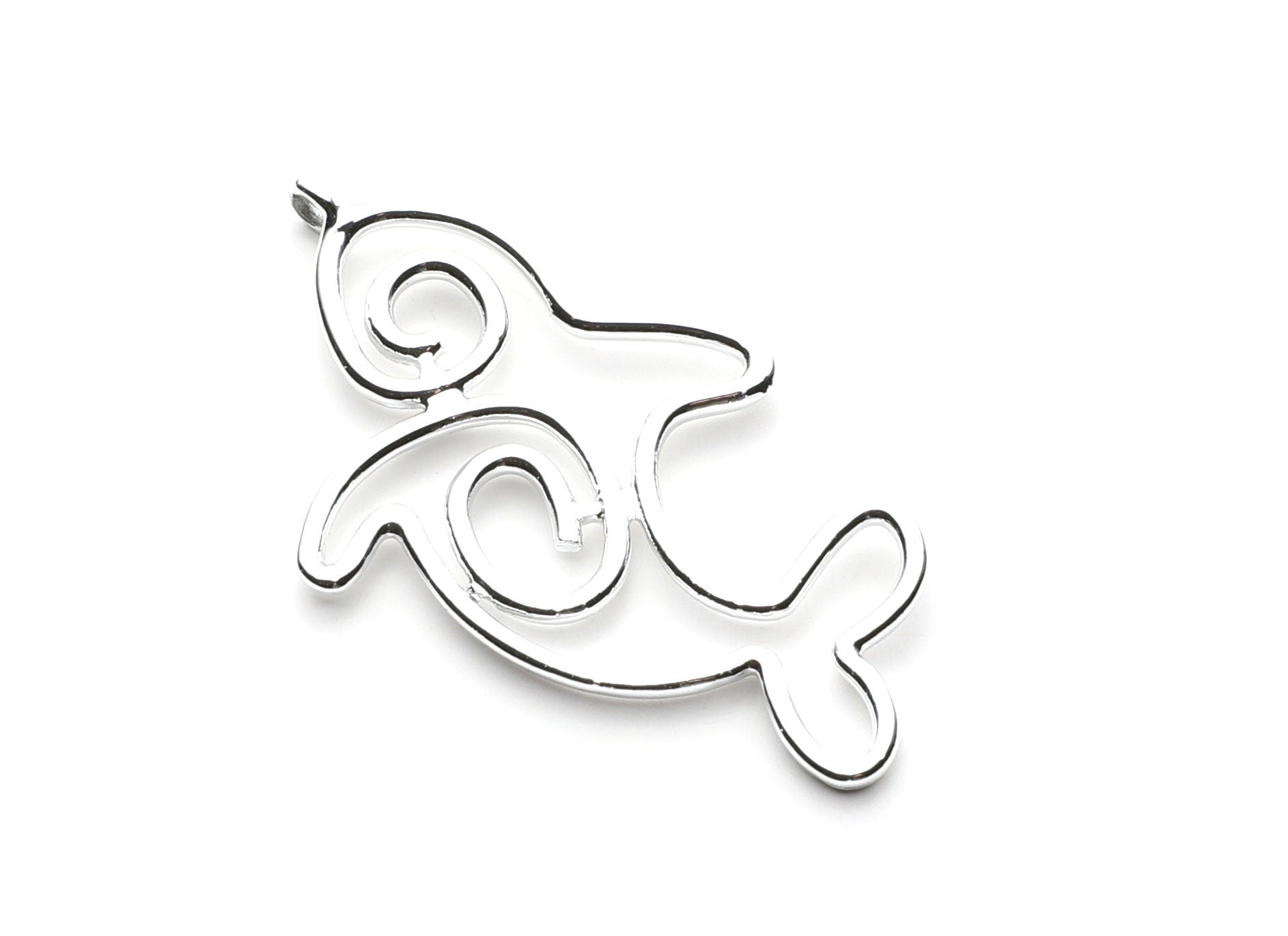 Big Dolphin Shaped Charms- Zinc Alloy Earring Finding - Nickel / Silver Tone - Alloy Pendant for Necklace - 53.8x32x1.85mm - ZZ1260N - DOMEDBAZAAR