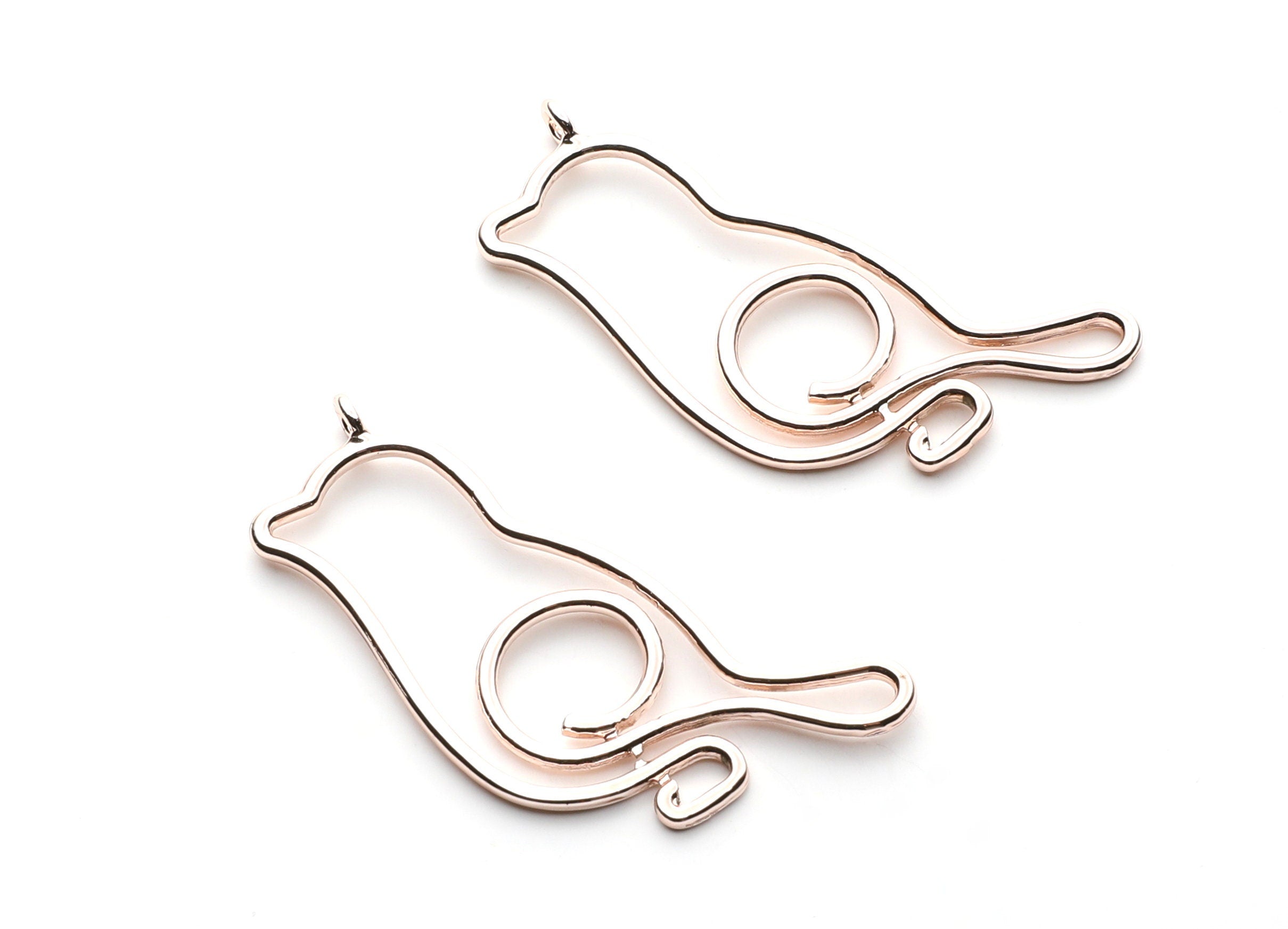 Big Pigeon Shaped Charms- Zinc Alloy Earring Findings - Rose Tone - Alloy Pendant for Necklace - 53x23.66x1.9mm - ZZ1262R - DOMEDBAZAAR