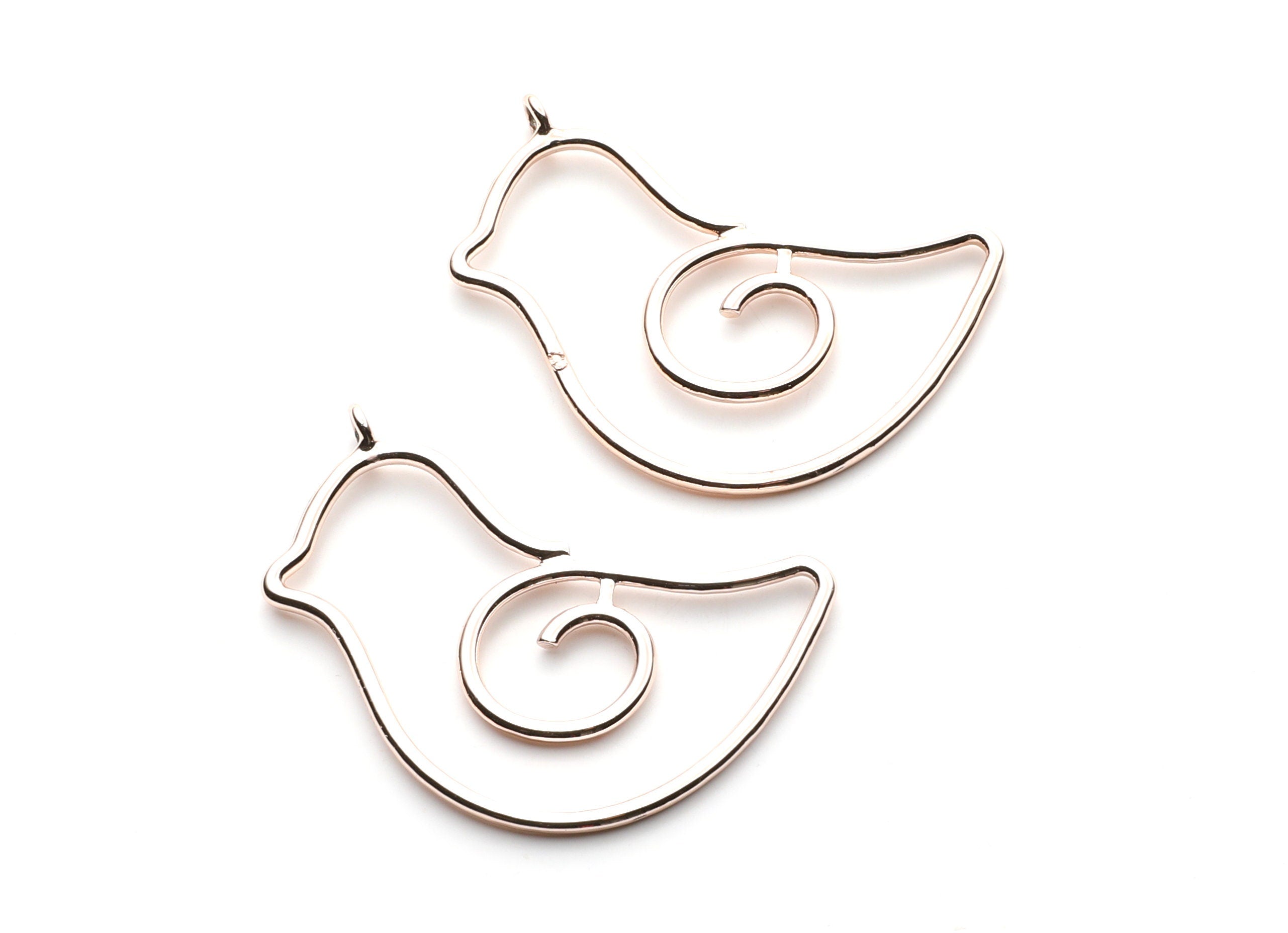 Big Bird Shaped Charms- Zinc Alloy Earring Finding - Rose Tone - Alloy Pendant for Necklace - 43.87x29.5x1.84mm - ZZ1264R - DOMEDBAZAAR