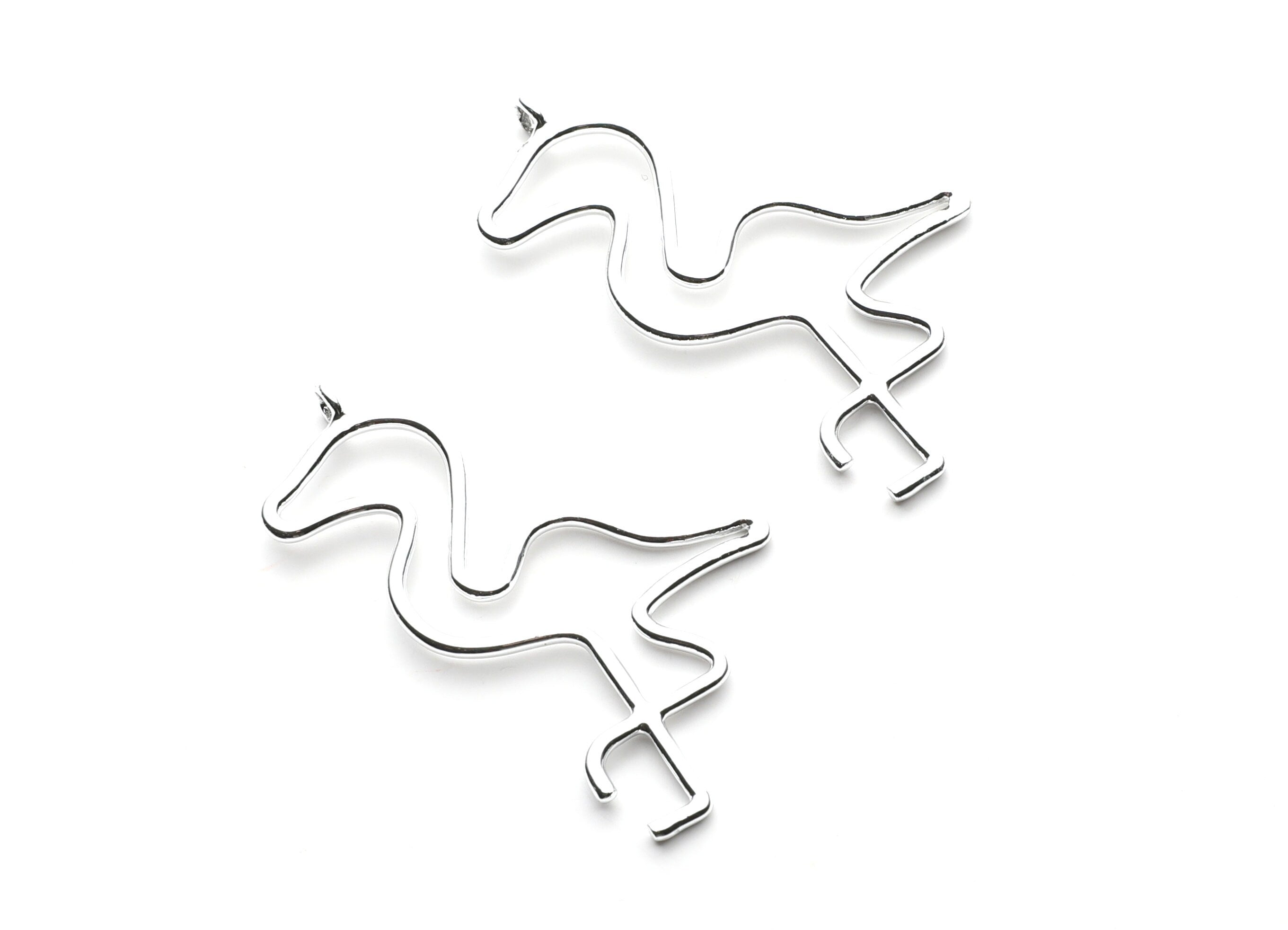 Big Flamingo Shaped Charms- Zinc Alloy Earring Findings - Nickel / Silver Tone - Alloy Pendant for Necklace - 54x33.4x1.97mm - ZZ1266N - DOMEDBAZAAR