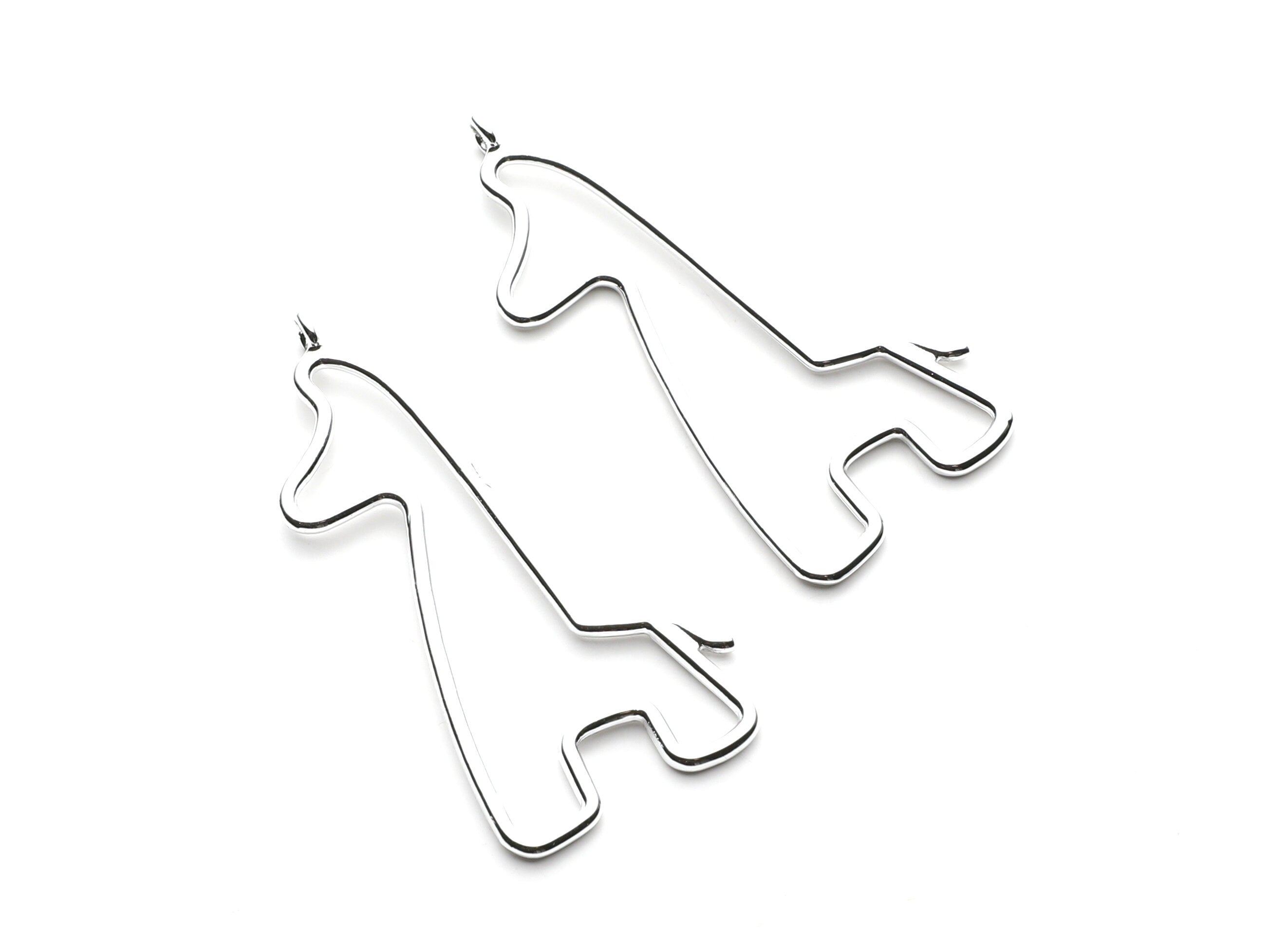 Big Giraffe Shaped Charms- Zinc Alloy Earring Findings - Nickel / Silver Tone - Alloy Pendant for Necklace - 55x25.8x1.93mm - ZZ1268N - DOMEDBAZAAR