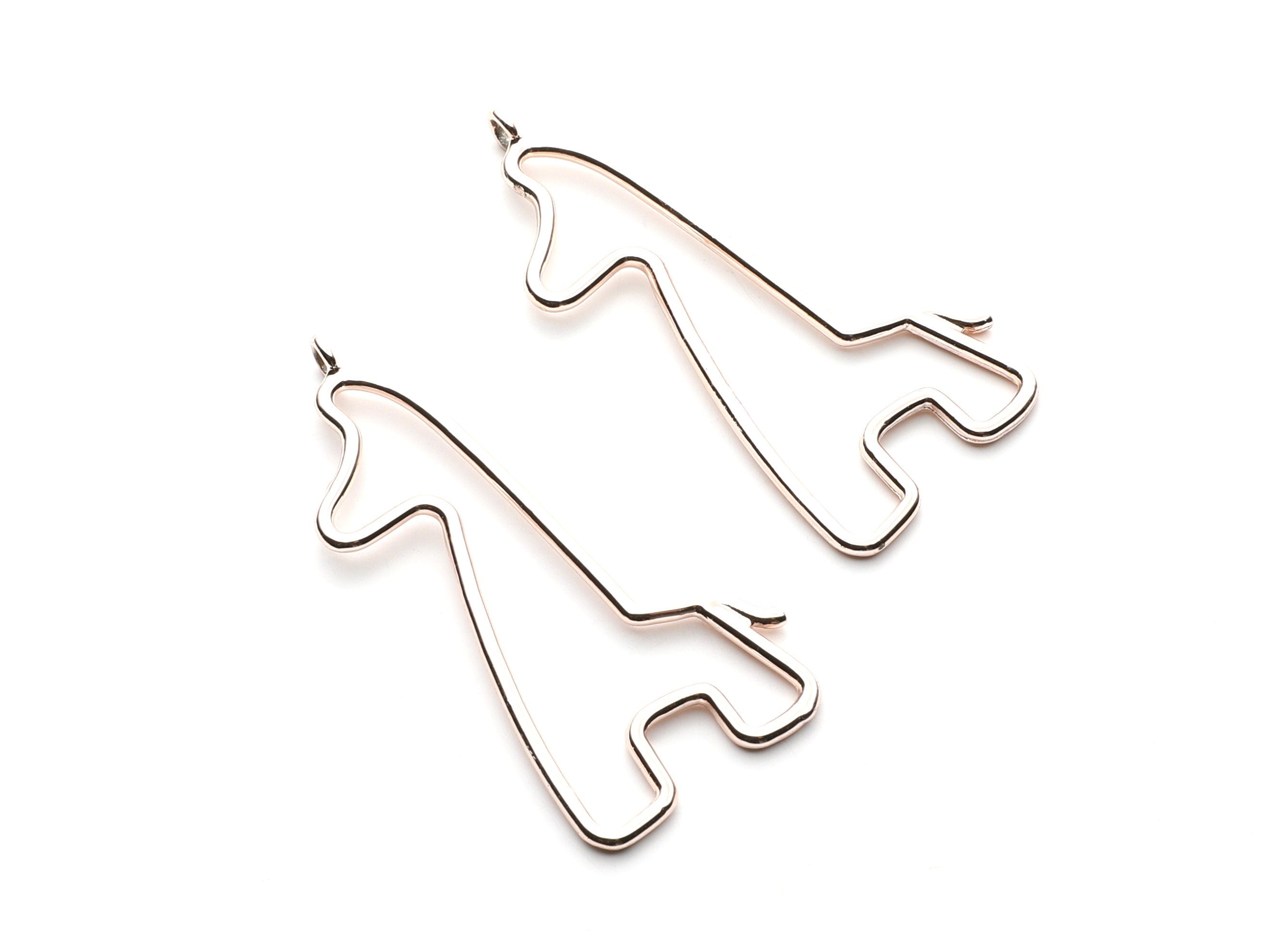 Big Giraffe Shaped Charms- Zinc Alloy Earring Findings - Rose Tone - Alloy Pendant for Necklace - 55x25.8x1.93mm - ZZ1268R - DOMEDBAZAAR